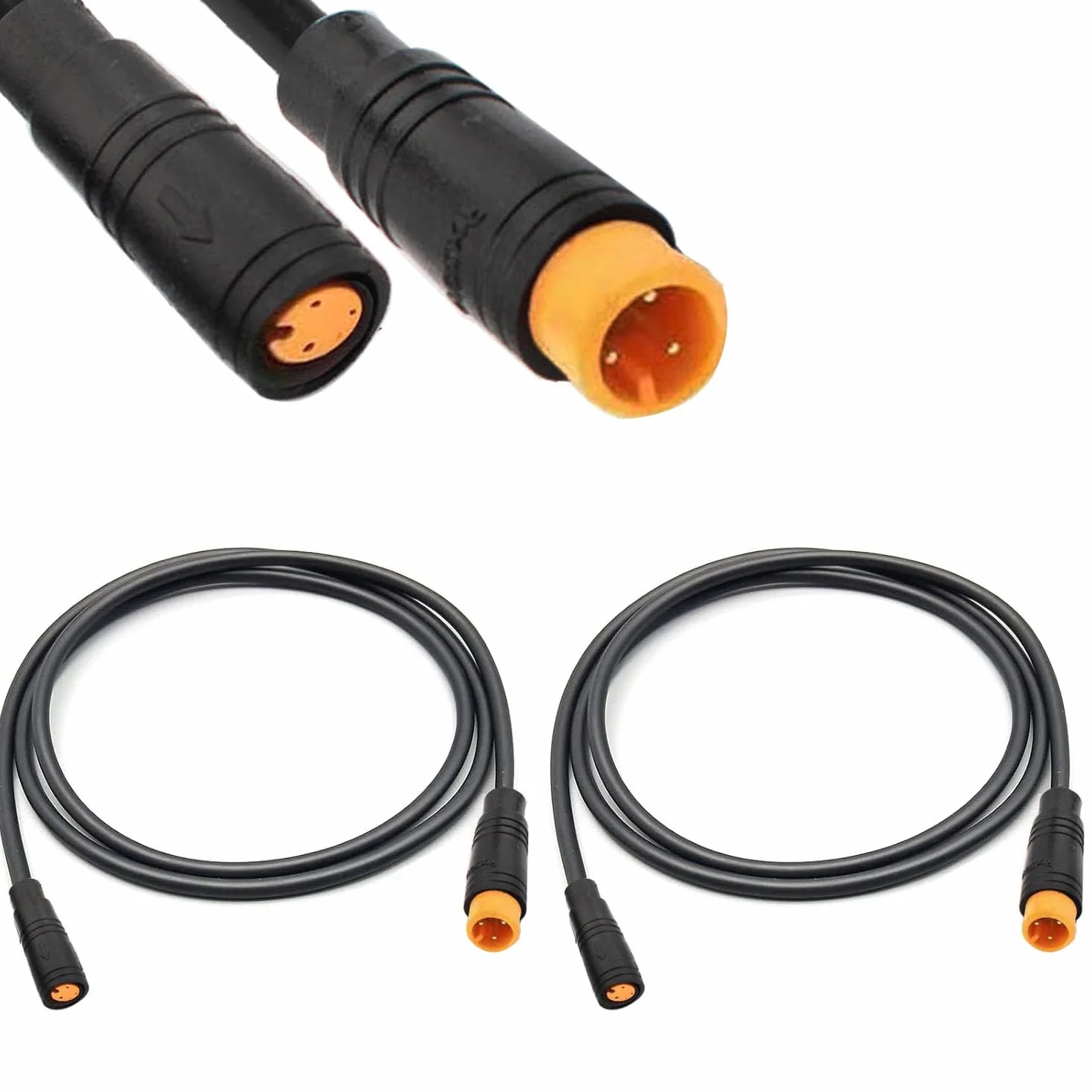 RUNCCI-YUN ebike 3-pinowy przedłużacz 3-pinowy, męski kabel do roweru elektrycznego, 3-pinowe, wodoszczelne, do oświetlenia / gazu / hamulca elektrycznego - 150 cm