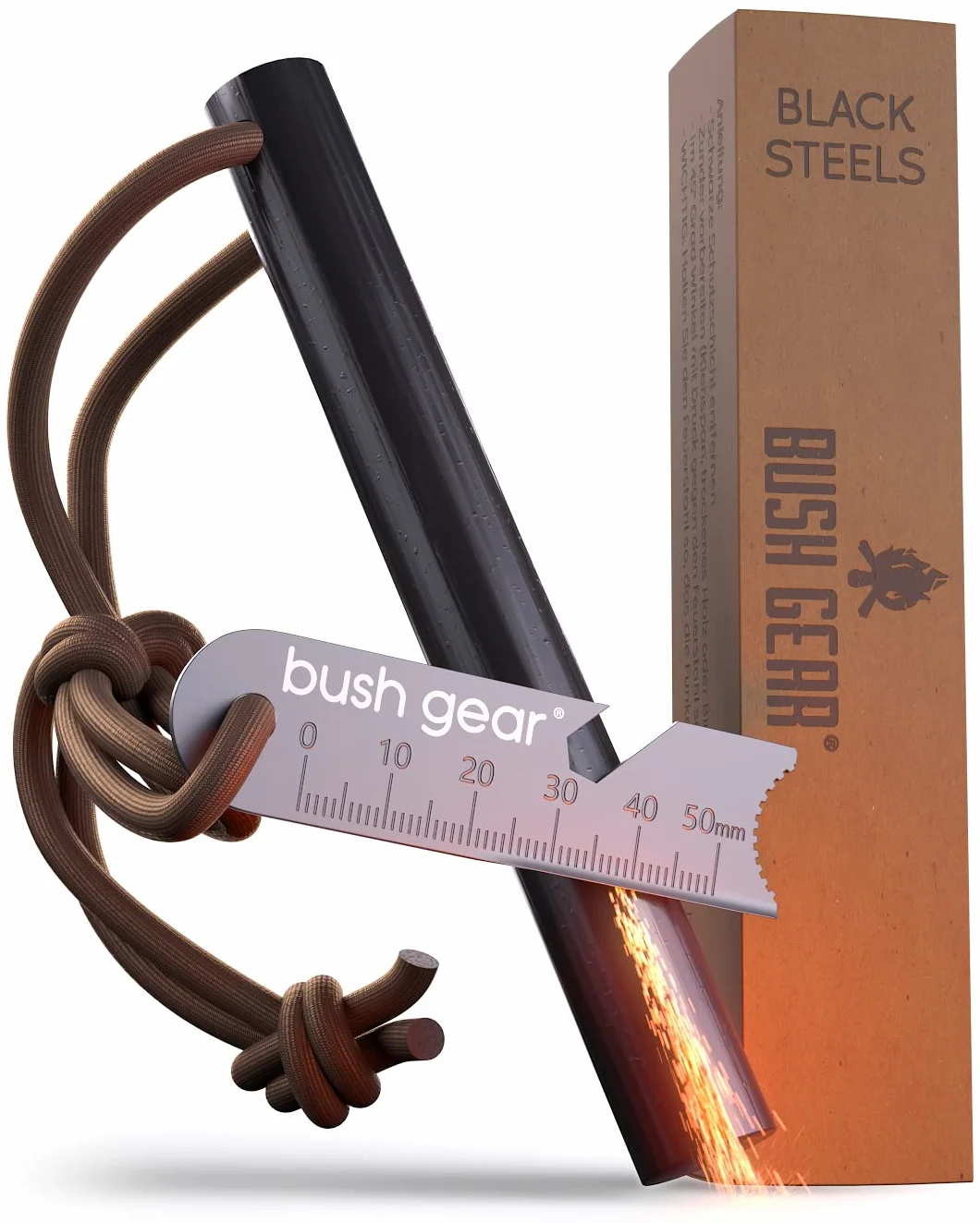 BUSHGEAR krzesiwo XXL Black Steels wyjątkowo mocne iskrzenie survival bushcraft