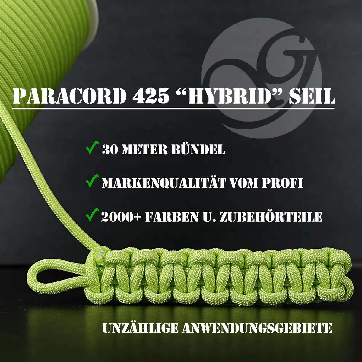 Ganzoo Paracord 425 linka 3 mm Typ 2 30 m brąz, oplot nylon/poliester, 4 rdzenie, do 425 lbs 192 kg, do wiązania tarpa i namiotu, zabezpieczania ładunku, plecionek, zawieszek, owijania rękojeści