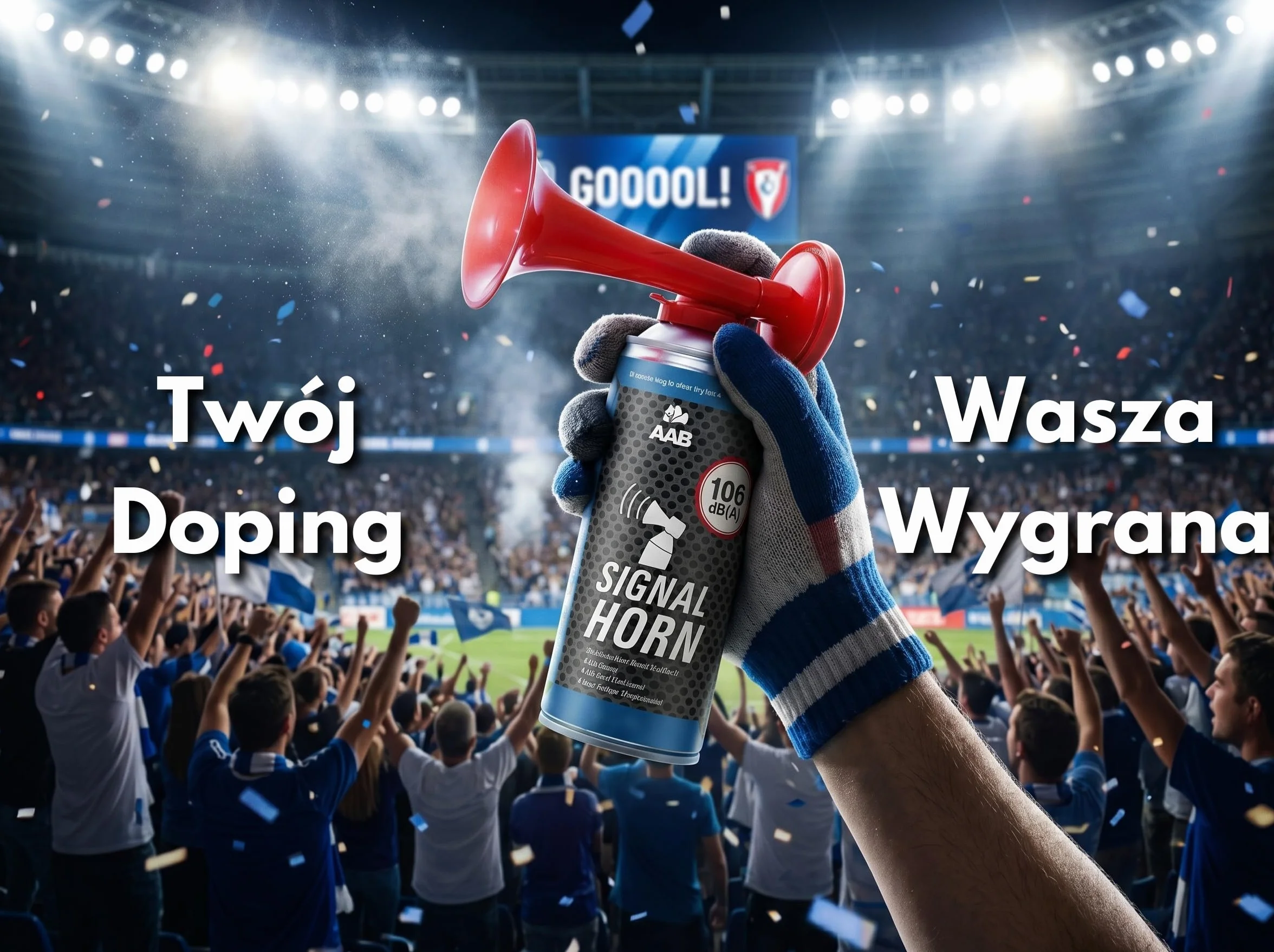 1 x AABCOOLING Trąbka Sygnałowa 106 dB(A) - Trąbka Kibica z Niepalnym Gazem, Do 120 Krótkich Sygnałów, Głośna Wuwuzela Gazowa, Sygnał Dźwiękowy na Sprężone Powietrze, Na Imprezy, Urodziny