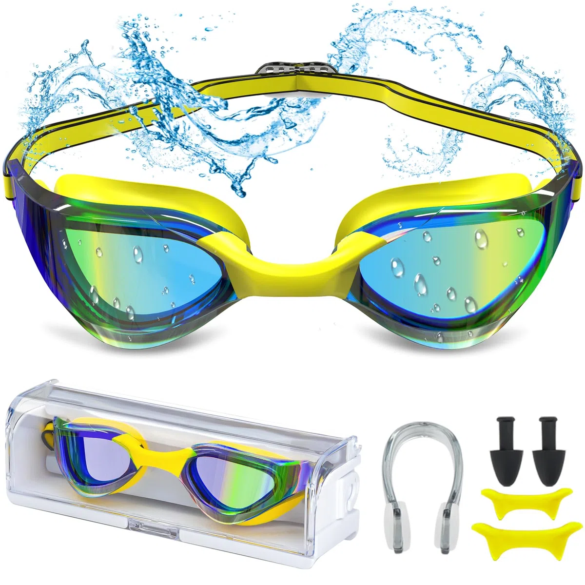 COZII Gogle pływackie, dla dorosłych i dzieci, unisex, do nurkowania, ochrona przed zaparowaniem i promieniowaniem UV, wodoszczelne, komfortowe okulary do pływania