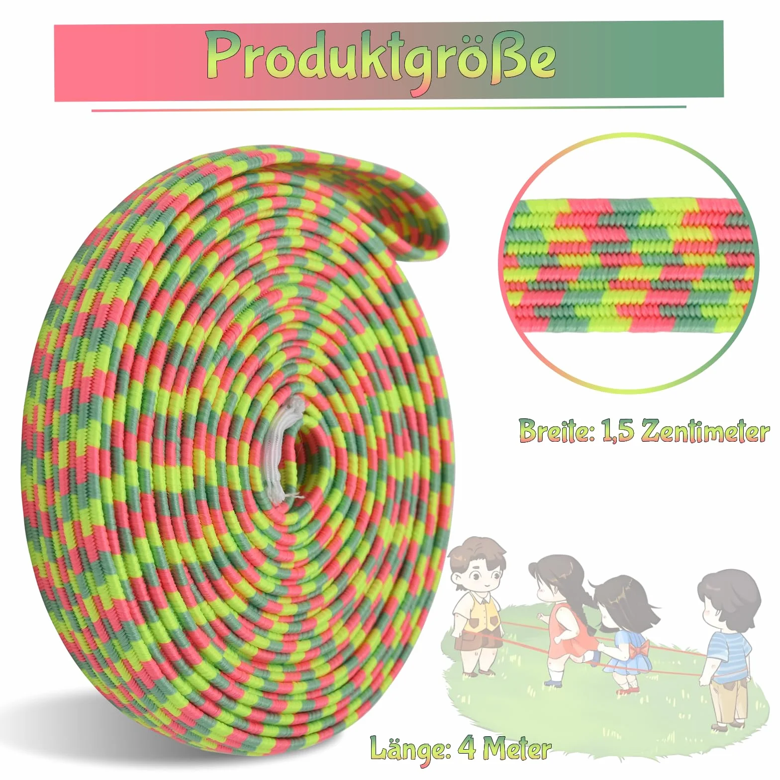 DealKits Gummitwist zestaw dla dzieci, gumowa guma twist, gumka do skakania, gumowa skakanka 4 m, z instrukcją (może nie być dostępna w języku polskim), gra ogrodowa, gra pauzowa, prezent na