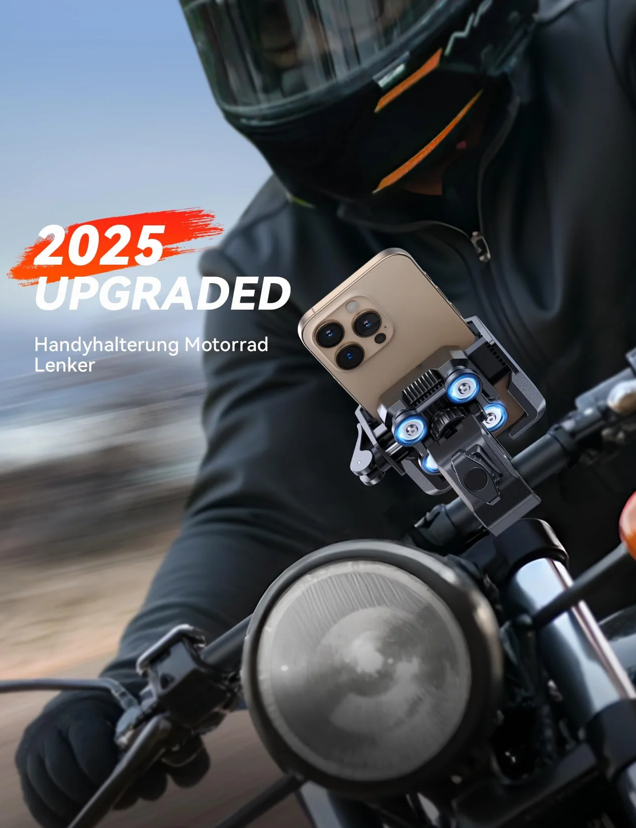 JOYROOM Uchwyt Telefon Rowerowy i Motocyklowy 4-Punktowy System Antywibracyjny Antywibracyjny Uchwyt Motocyklowy dla iPhone 16 Samsung S24 4,7"-7"