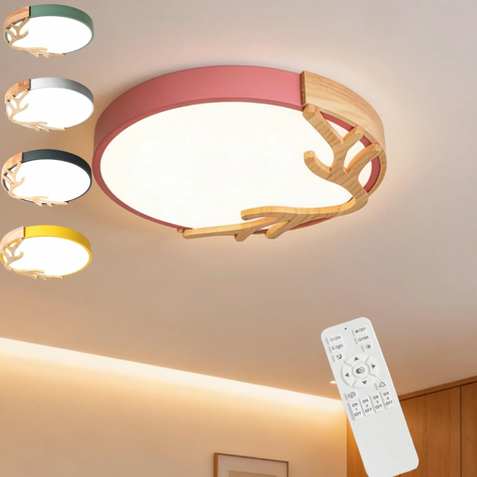 Lampa sufitowa LED 3000-6000 K okrągła z kutego żelaza różowa 40 cm