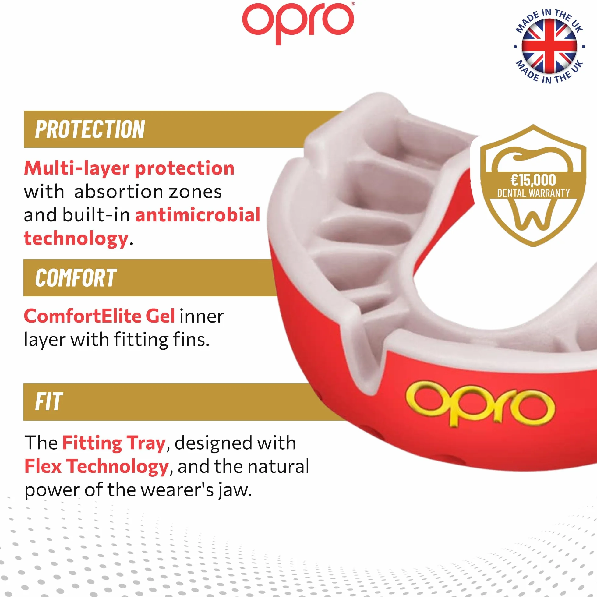 OPRO Ochraniacz na zęby Gold Level Premium Fit – osłona dziąseł dla dorosłych i dzieci – boks MMA rugby hokej