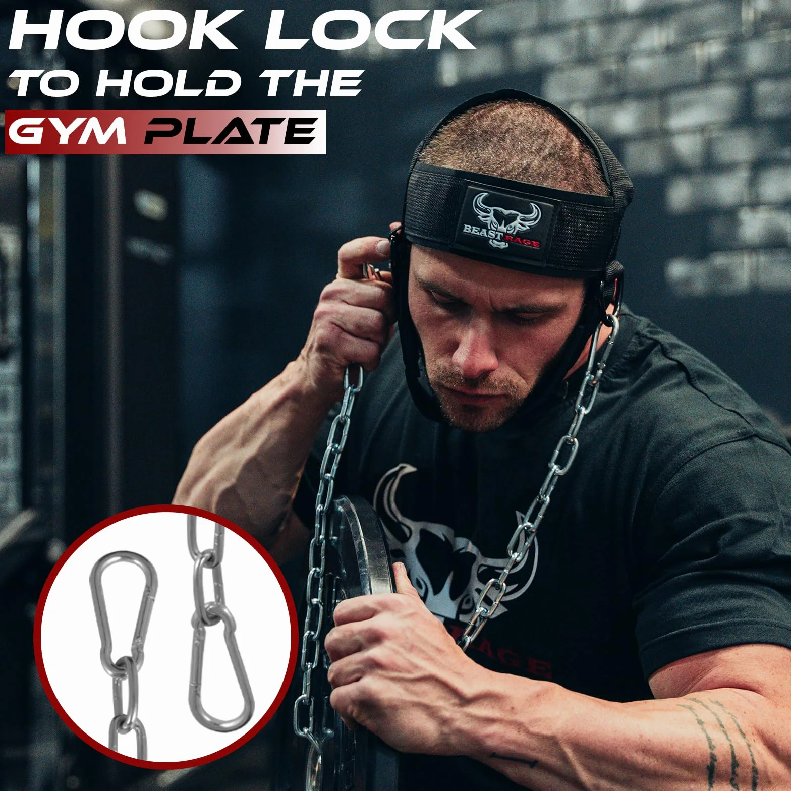 Uprząż na głowę Nurkowanie Heavy Duty Regulowany długi stalowy łańcuch fitness Uprząż na szyję Podnoszenie ciężarów Neoprenowy wyściełany pasek