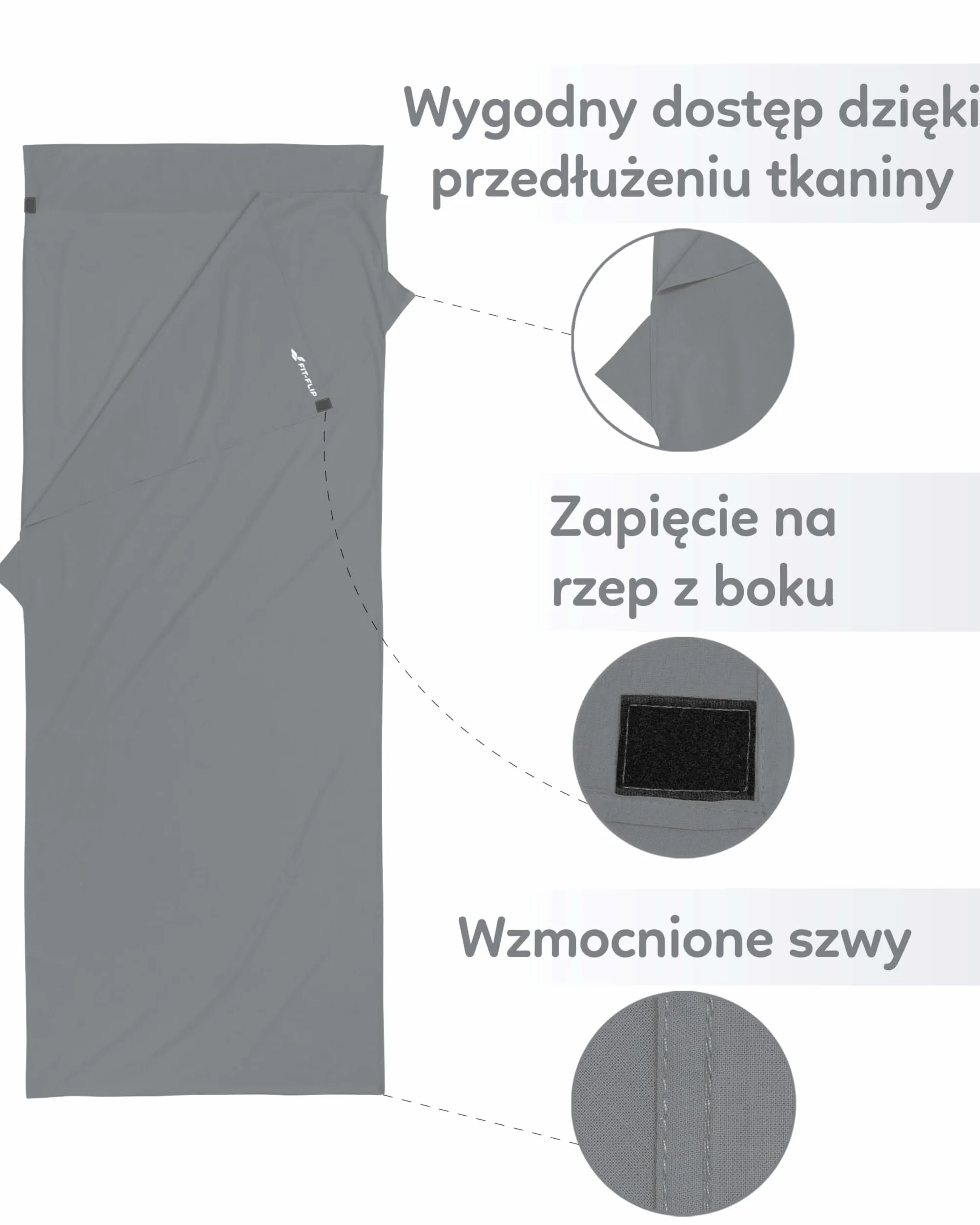 Fit-Flip Śpiwór bawełniany 325g wkładka do śpiwora z przegrodą na poduszkę