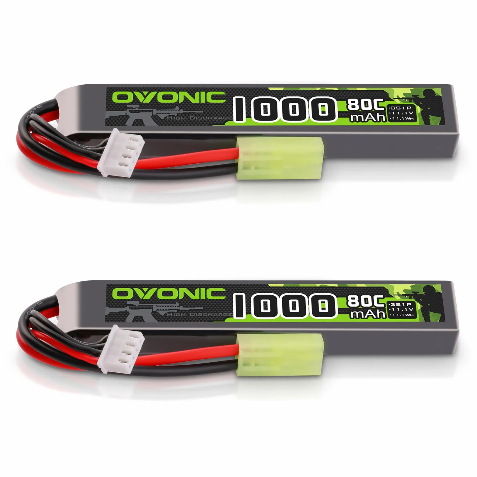 OVONIC 3S Lipo 11,1 V 80C 1000 mAh Airsoft Lipo akumulator z wtyczką Mini TMY do pistoletów Airsoft (2 szt.)