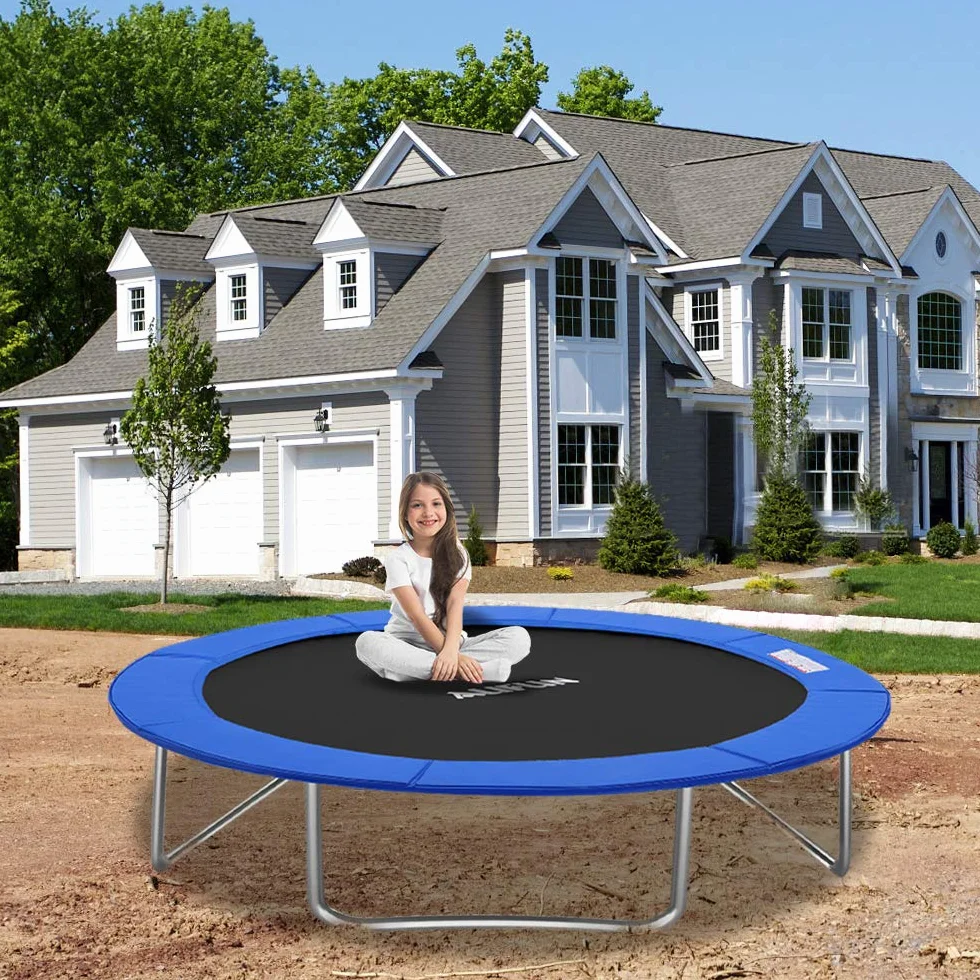 UISEBRT Osłona krawędzi trampoliny, Ø 244 cm, 305 cm, 366 cm, osłona sprężyn odporna na działanie promieni UV, odporna na rozerwanie, ochrona krawędzi, akcesoria do trampoliny, mata zabezpieczająca, niebieska