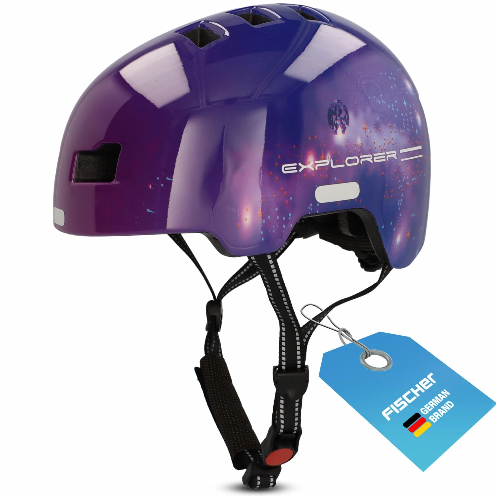 FISCHER BMX kask rowerowy, kask rowerowy Dirt Bike Plus Explorer, S/M, 54-59 cm, niebieski, z wbudowanym tylnym światłem LED