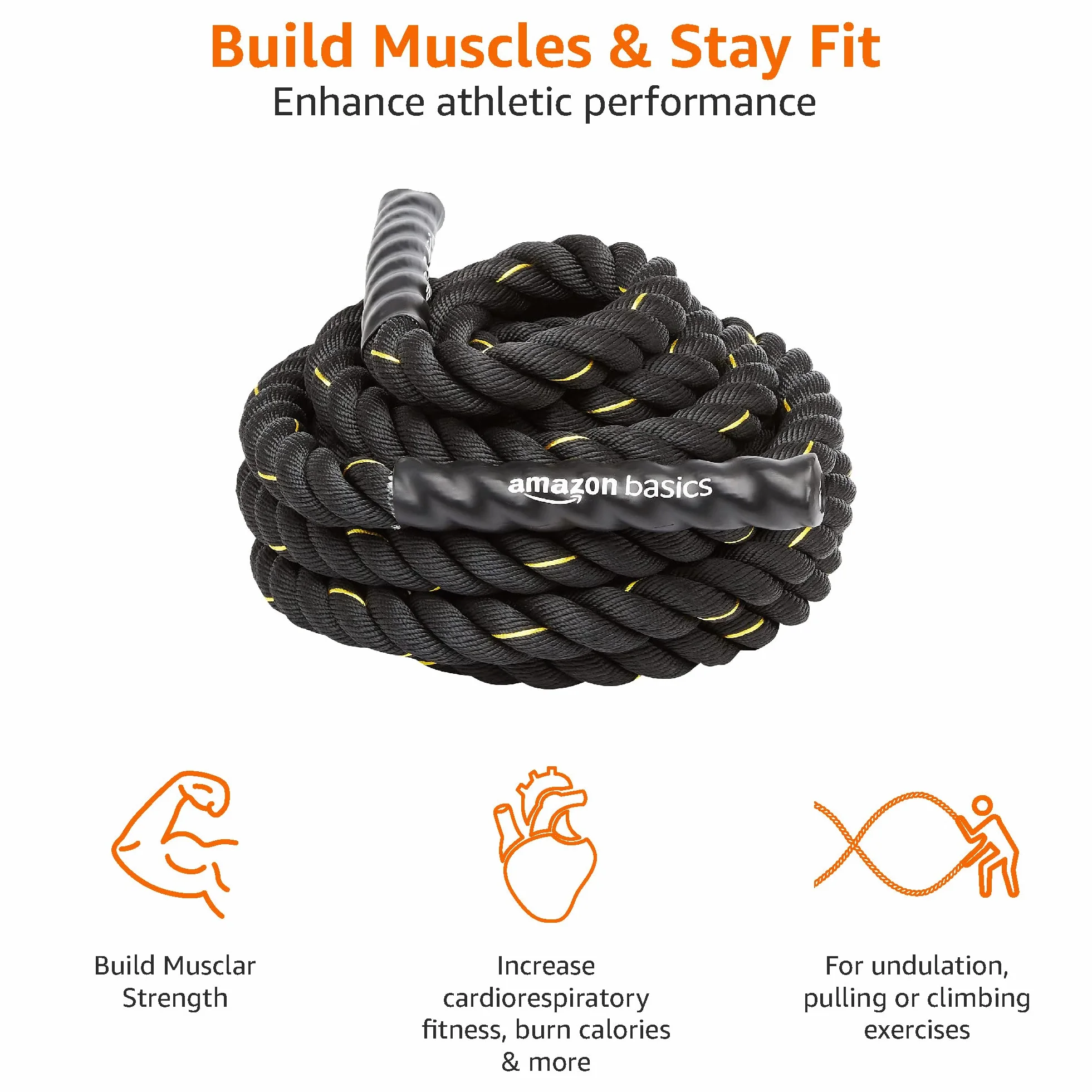 Amazon Basics lina treningowa Battle Rope