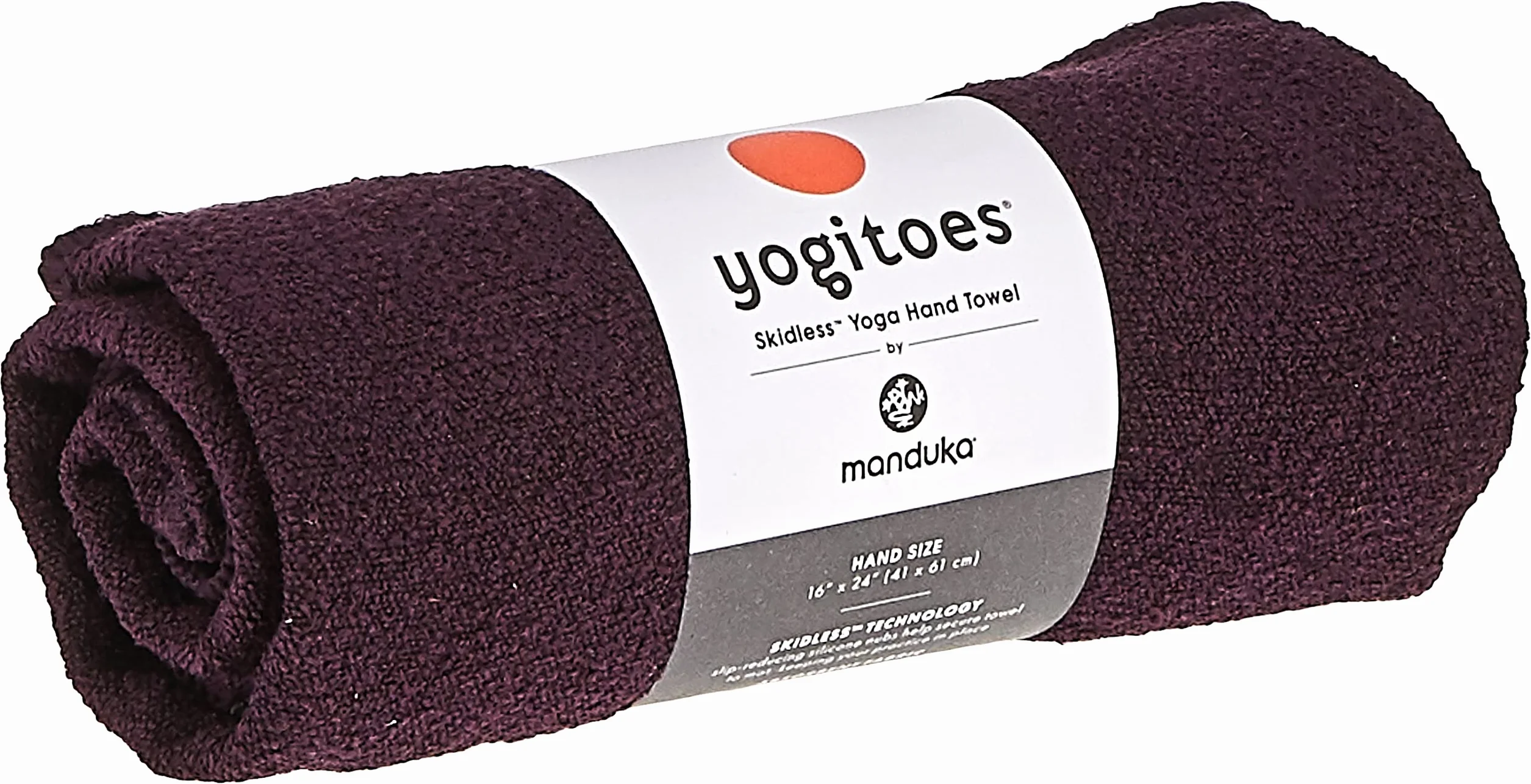 Manduka Yogitoes ręcznik do jogi na matę, antypoślizgowy i szybkoschnący do gorącej jogi z gumowym spodem w kropki, cienki i lekki, 40 cm, rozkoszuj się