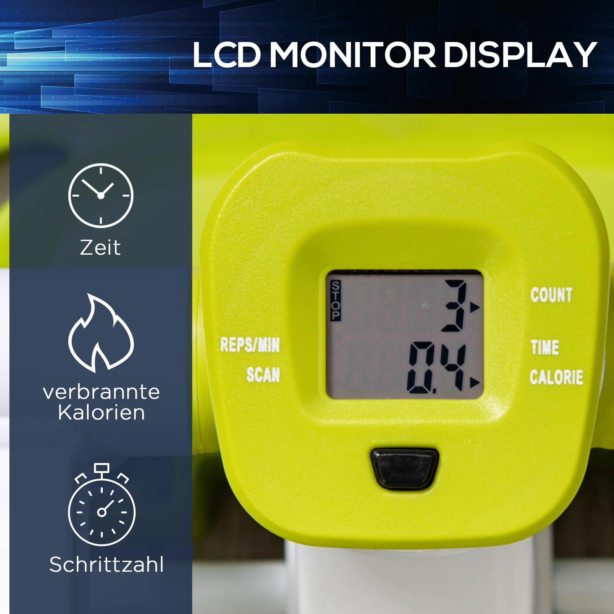 HOMCOM Mini stepper antypoślizgowy z wyświetlaczem LCD stal