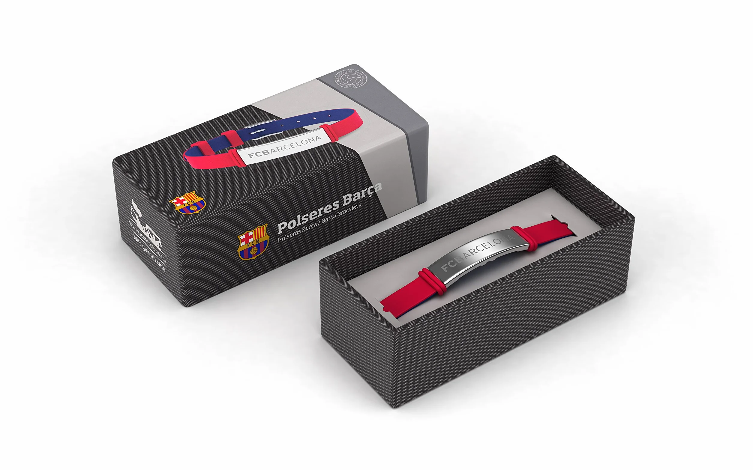 FC Barcelona bransoletka z silikonu i stali nierdzewnej, regulowana, modna, oficjalny produkt licencjonowany, czerwony, Ajustable (Adultos y Niños), Silikon