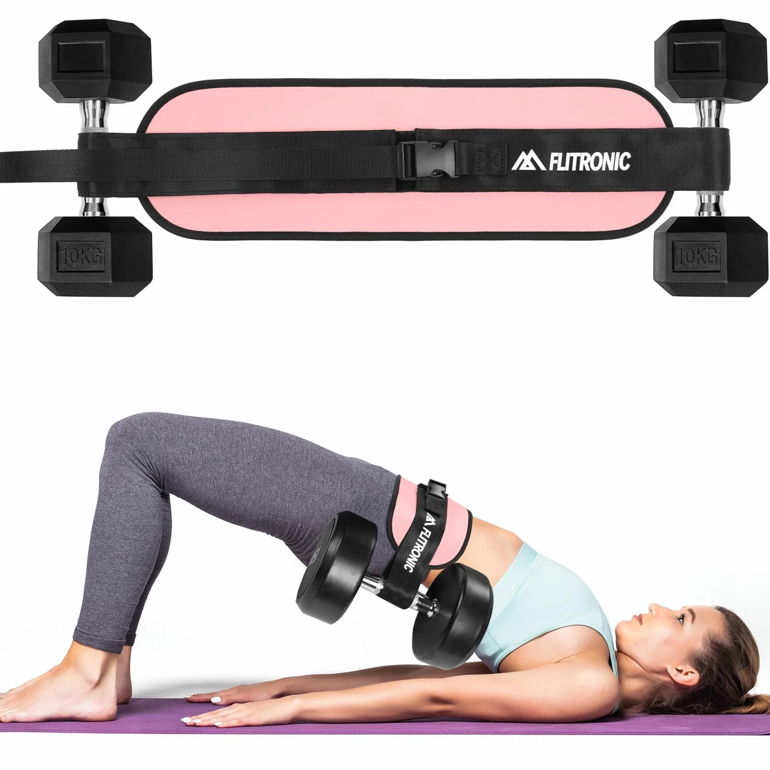 flintronic Pas biodrowy do ćwiczeń, pas do bioder, regulowany pas biodrowy z dodatkową wyściółką do hantli, kettlebells, siłowni, fitnessu, kulturystyki, podnoszenia ciężarów, różowy