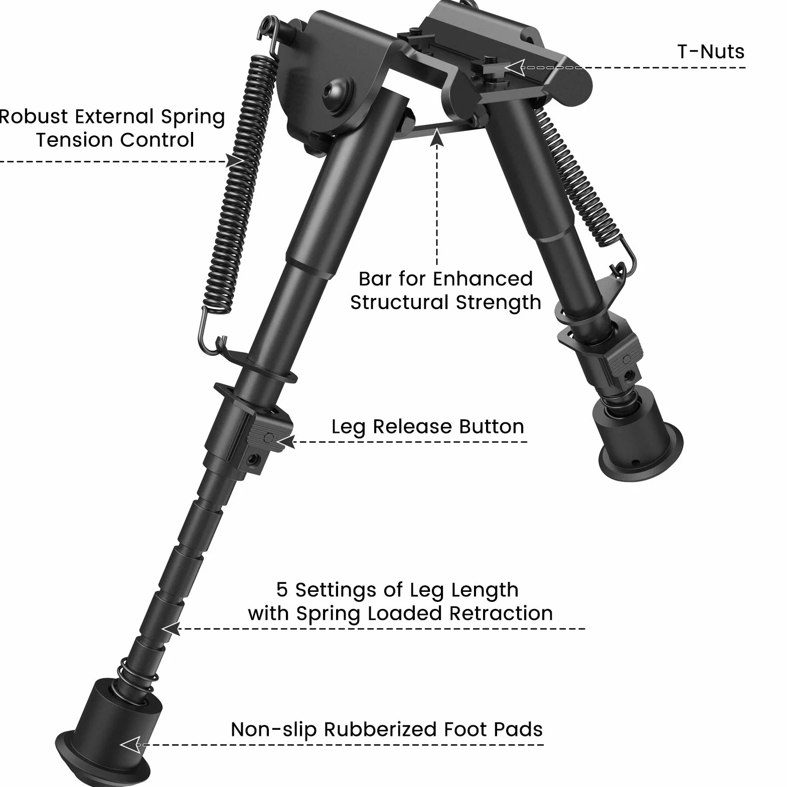 Feyachi B13 Bipod karabinowy 6-9 cali Regulowany taktyczny Picatinny Weaver