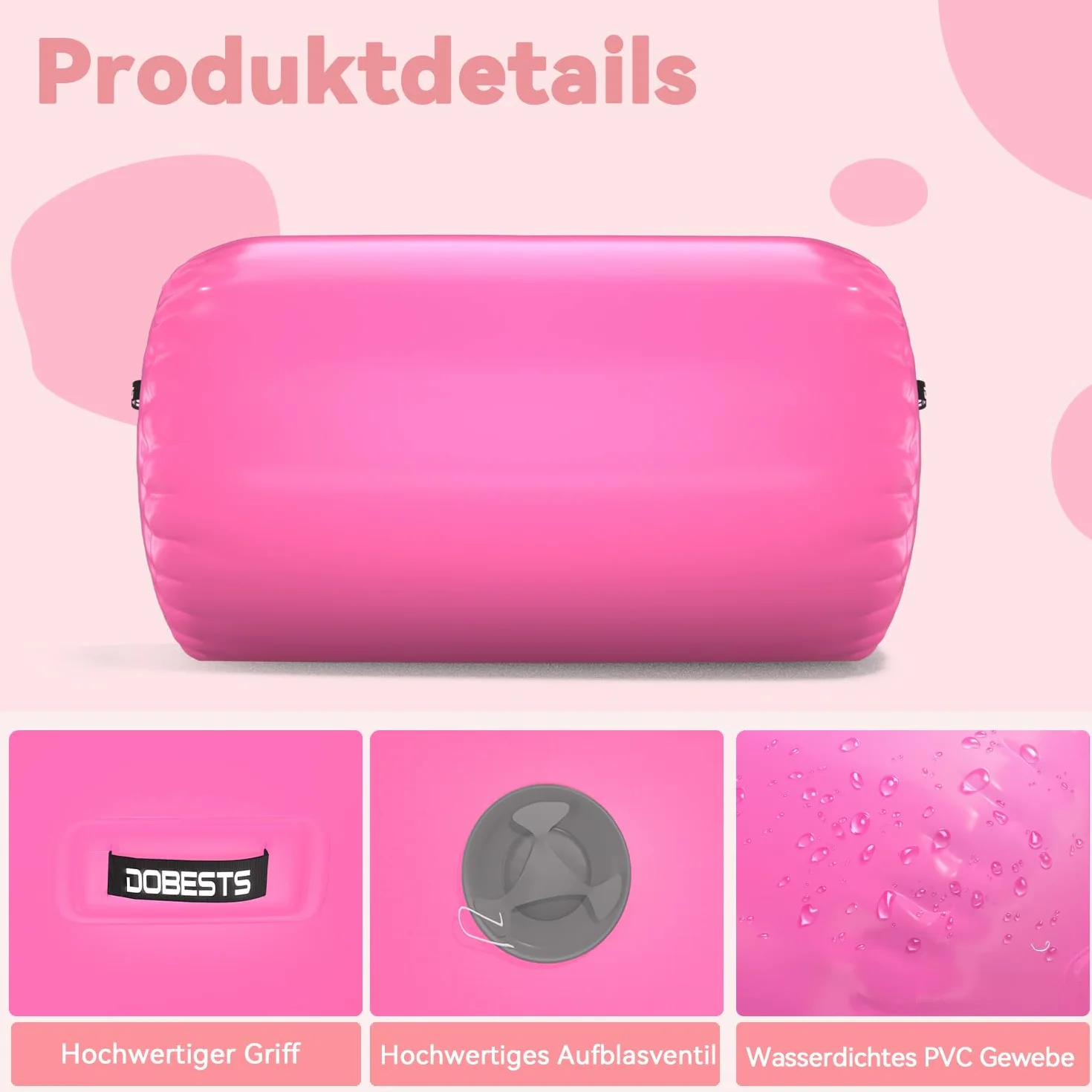 DOBESTS Air Roll, nadmuchiwana mata gimnastyczna z pompką, do treningu
