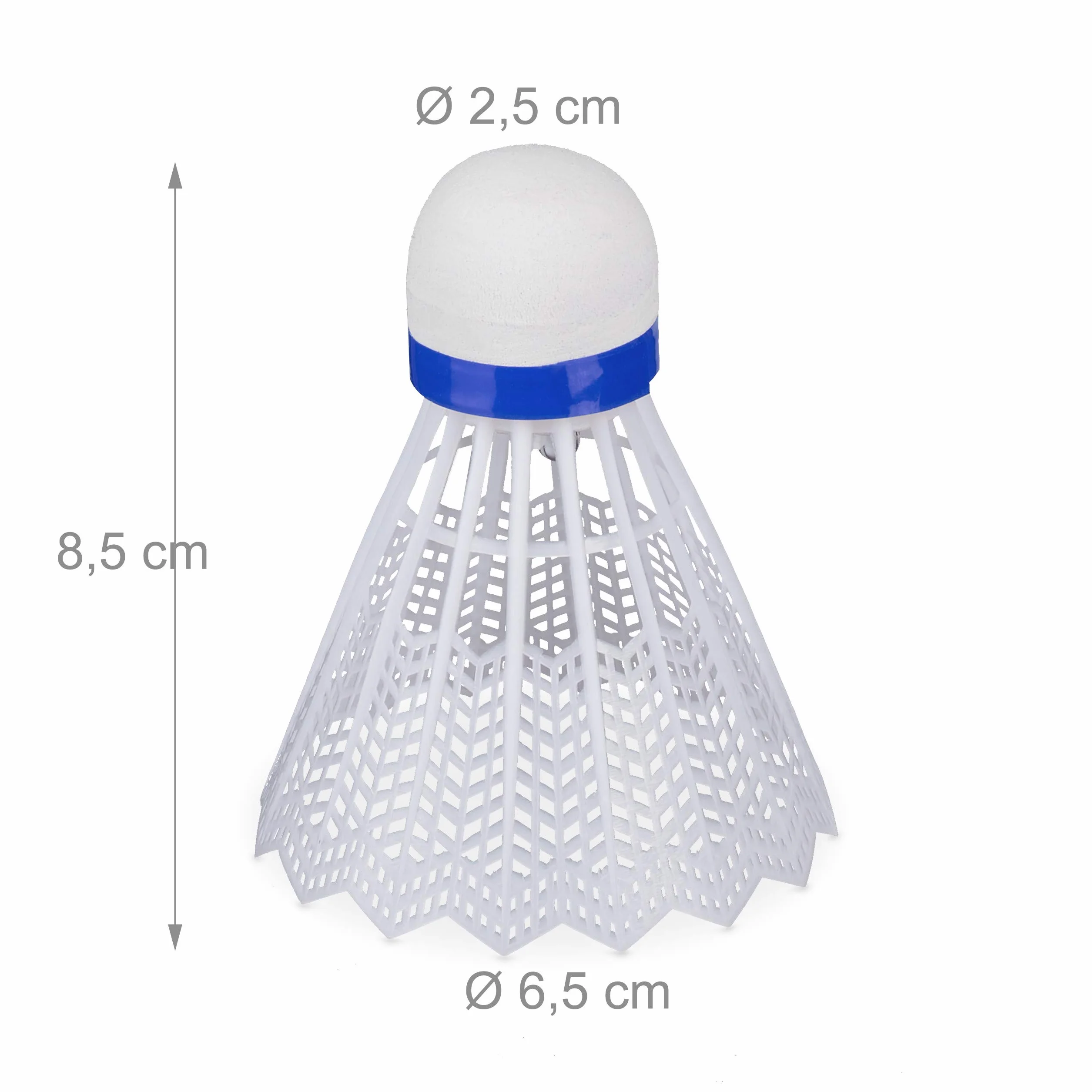 Relaxdays Piłka świecąca, zestaw 8 sztuk LED do badmintona wys. x D 8 5 x 6 cm świecąca lotka do użytku na zewnątrz, biała, zestaw EU