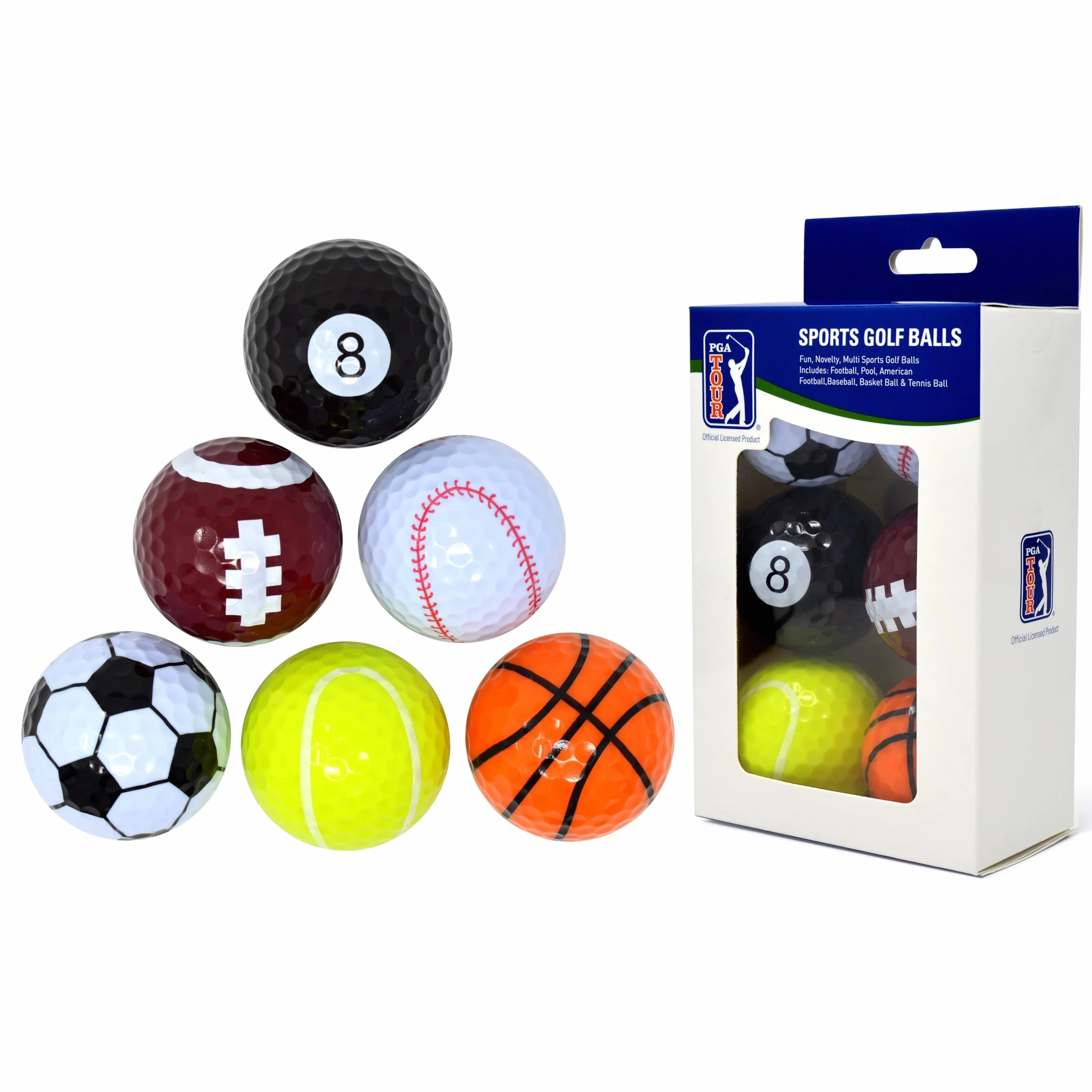 PGA TOUR zabawne sportowe piłki golfowe (zestaw 6 sztuk), unisex, wielokolorowe