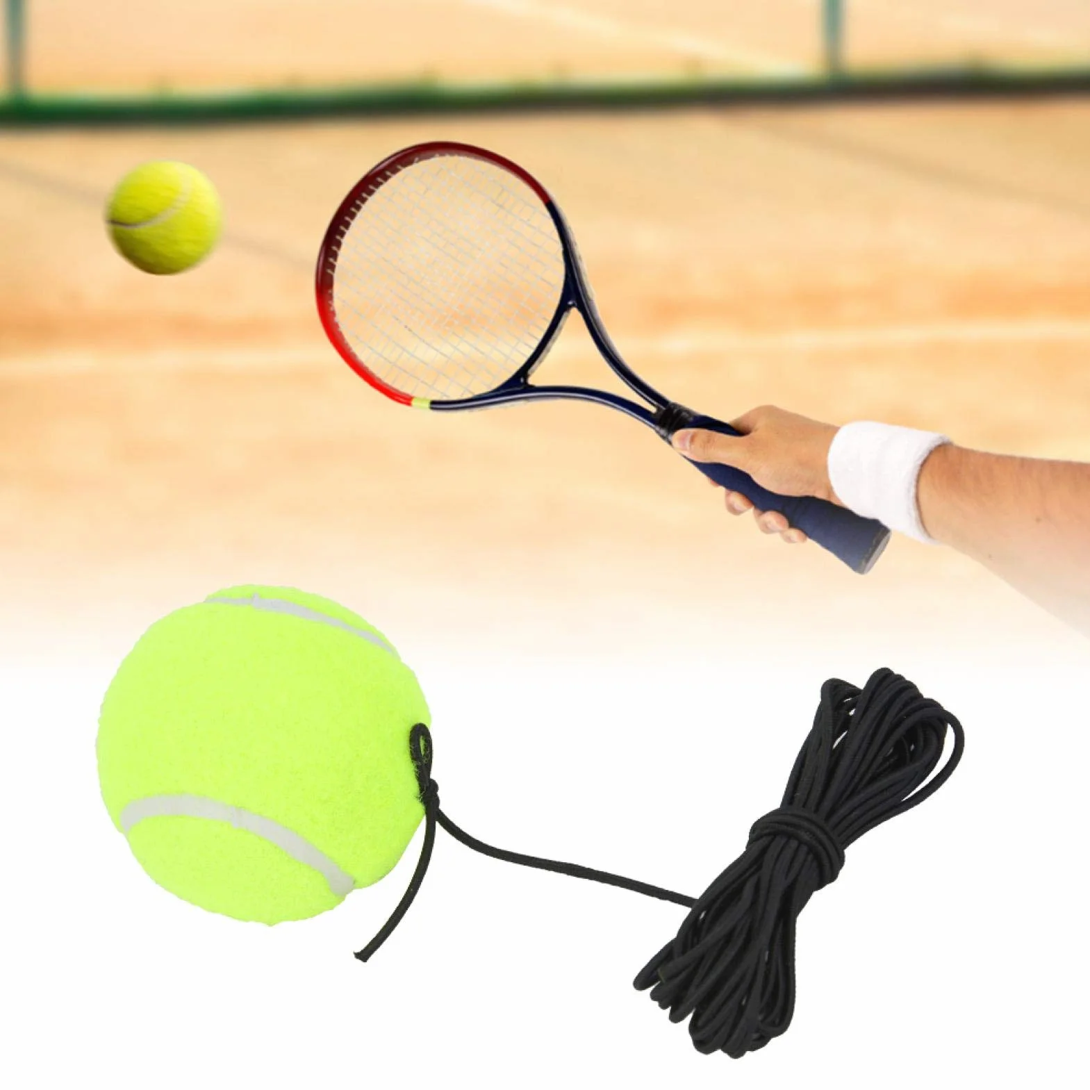 Tennisboll Snöre--Tennisball Mit Angebrachter Schnur, Tennisball Tennis Anfänger Trainingsball Mit 4M Elastischer Gummisaite Für Einzelübungen