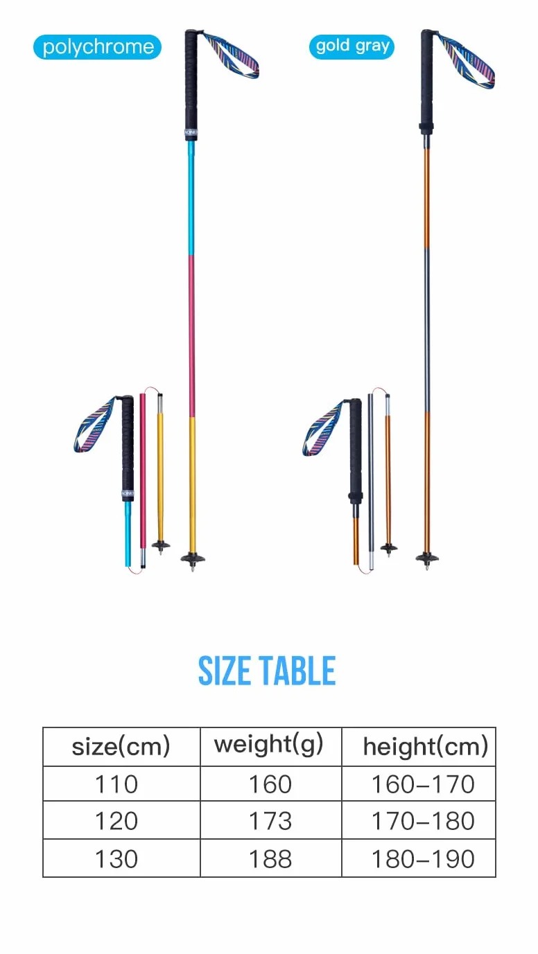 Składane kijki trekkingowe aluminiowe regulowane 110/120 cm
