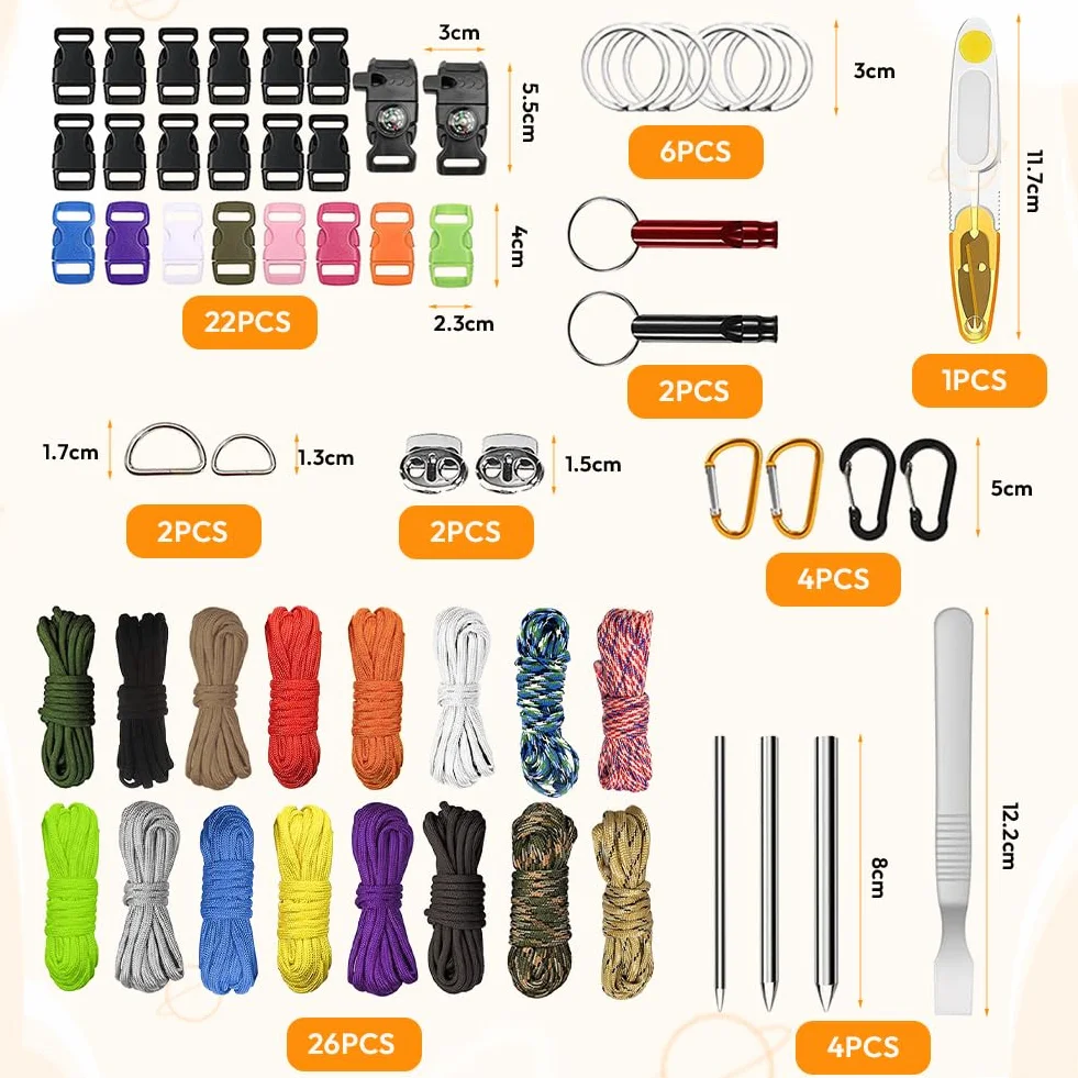 Paracord 550 linka nylonowa 4 mm wielokolorowa zestaw bransoletek DIY