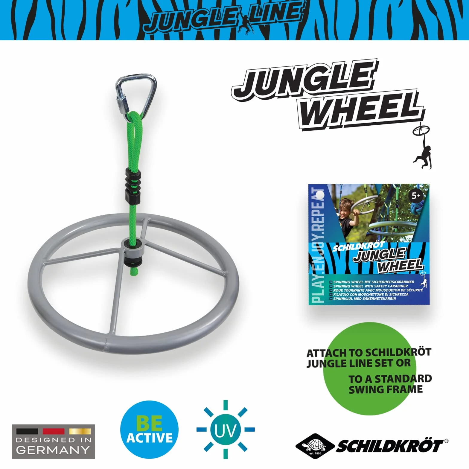 Schildkröt Spinning, Jungle, duże koło z metalu dla dzieci i dorosłych, akcesoria Ninja Line