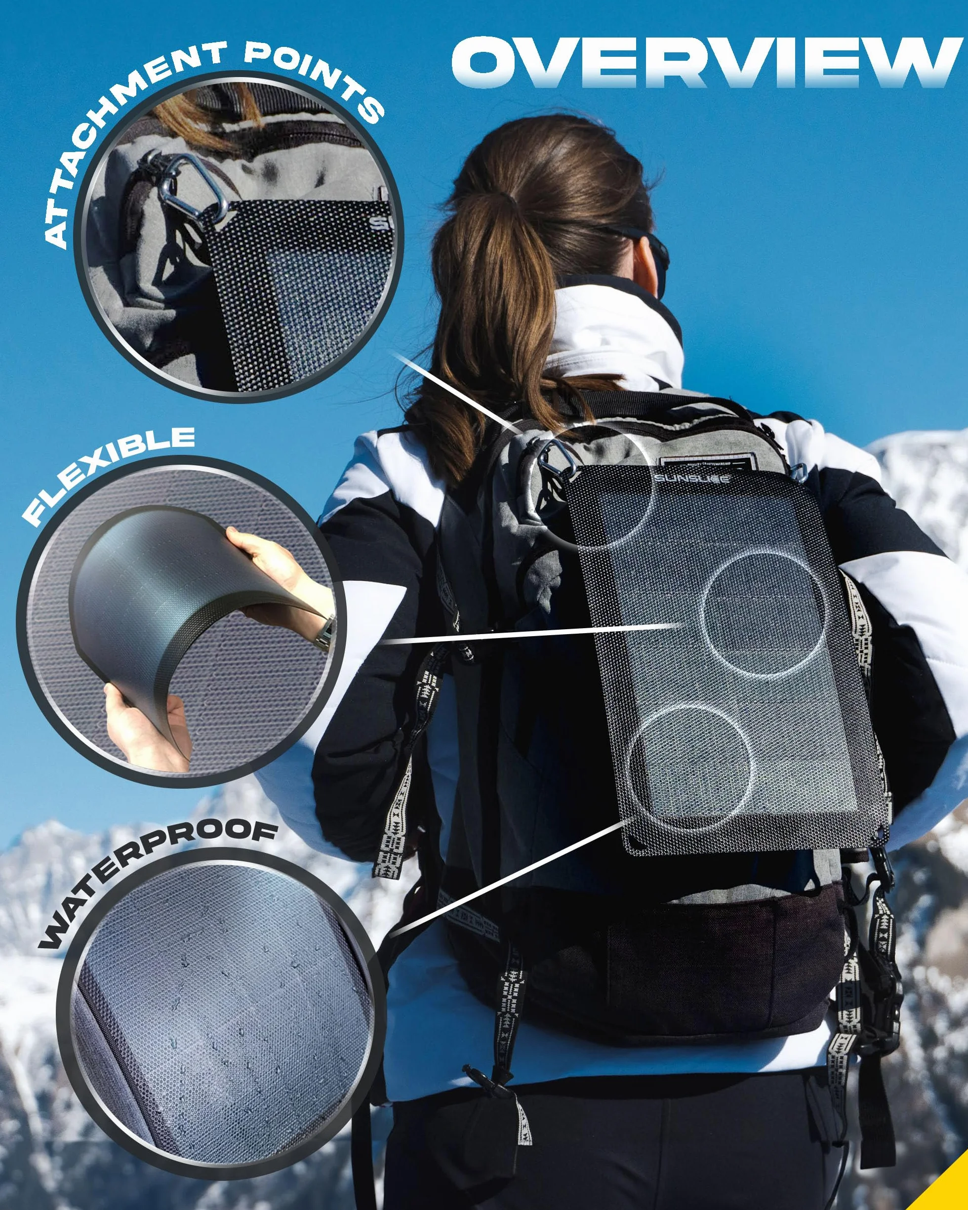 Sunslice| Nowa generacja 6W elastyczny panel słoneczny. Wydajny i znacznie lżejszy, ultra cienki, nietłukący. Dla smartfona, idealny na kemping i wędrówki - Czarny