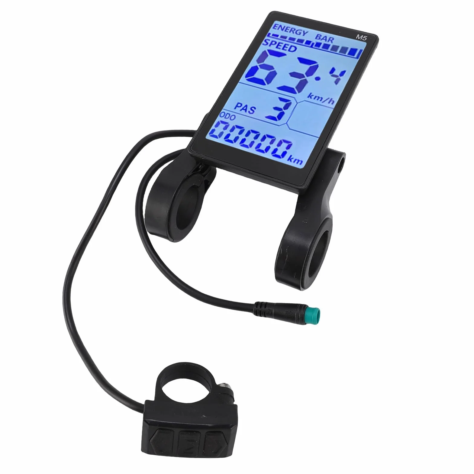 Asixxsix Wyświetlacz Roweru Elektrycznego, Wodoodporne Złącze 5-pinowe Prędkościomierz Rowerowy Kompatybilny z kierownicą 22,2 Mm, Licznik Rowerowy z Monitorowaniem Danych w Czasie Rzeczywistym dla