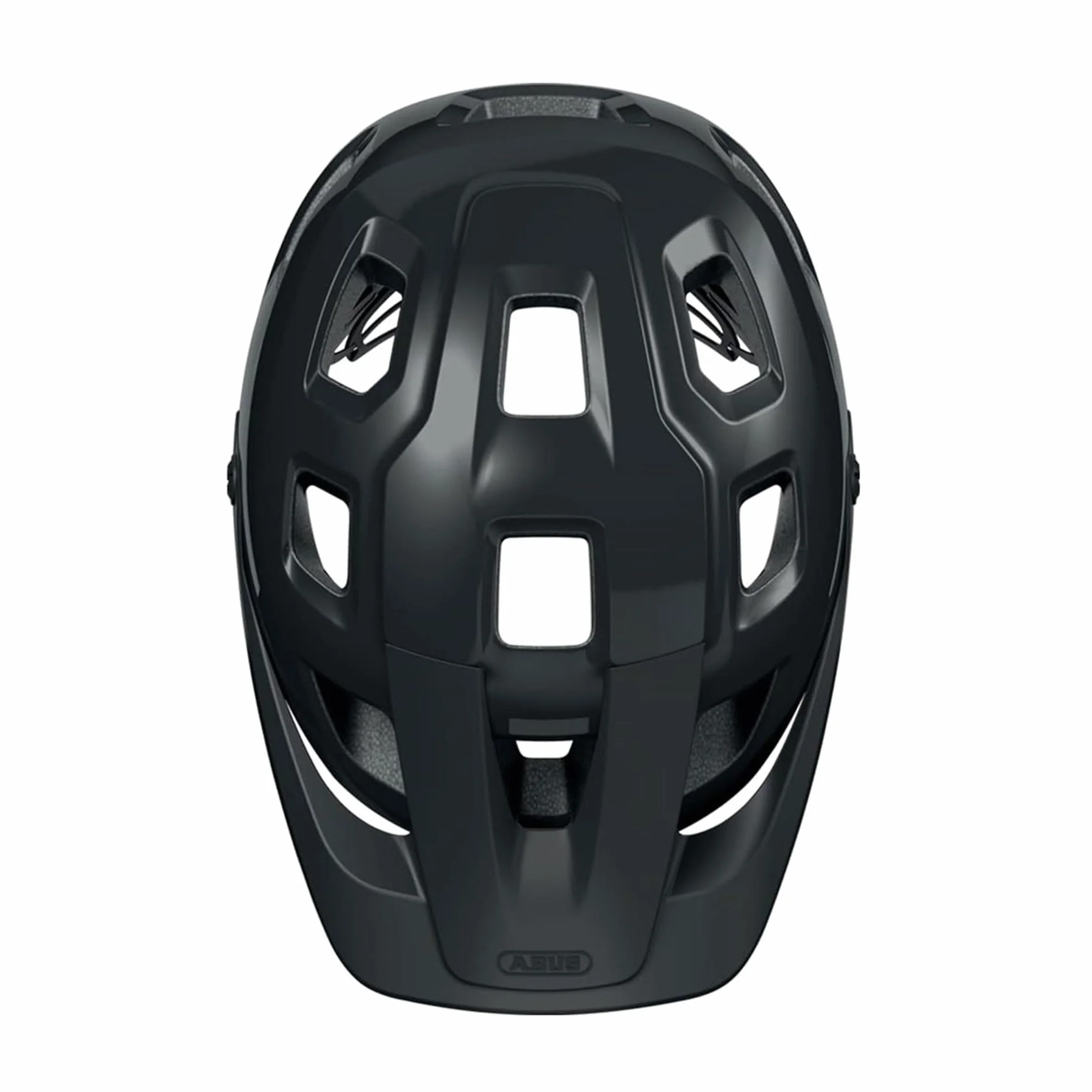 ABUS Kask MTB MoTrip – wytrzymały kask rowerowy z daszkiem z regulacją wysokości dla rowerzystów górskich – indywidualne dopasowanie – unisex – czarny błyszczący, rozmiar L, L (57-61 cm)