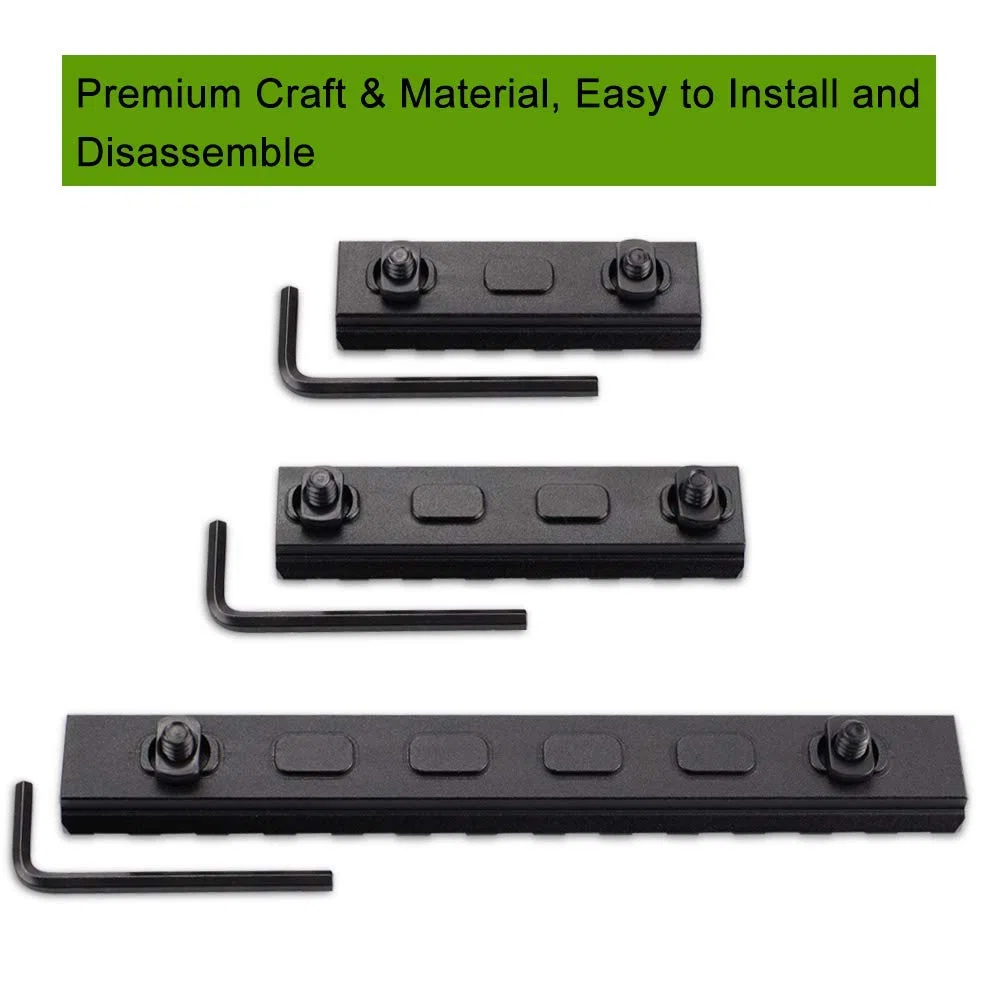 3 Paquets de Rails Picatinny M-L-o-k en Aluminium, 5 Fentes, 7 Fentes, 13 Fentes, Accessoires légers de Section de Rail M-L-o-k Picatinny pour système Compatible M-L-O-K