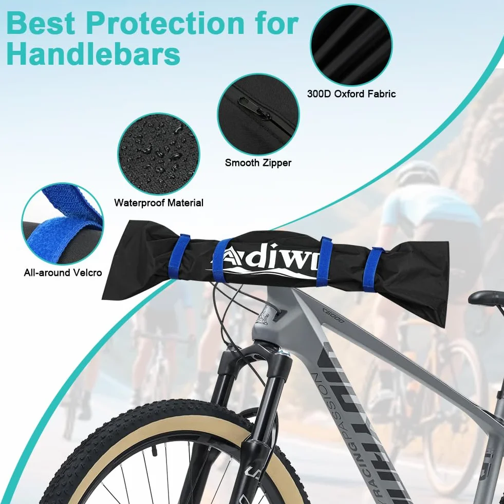 1 opakowanie osłon na kierownicę rowerową, 90 cm wodoodporna osłona na kierownicę e-bike z zamkiem i ulepszonym regulowanym klejem, trwała tkanina Oxford, odporna na kurz, plamy, nadaje się na