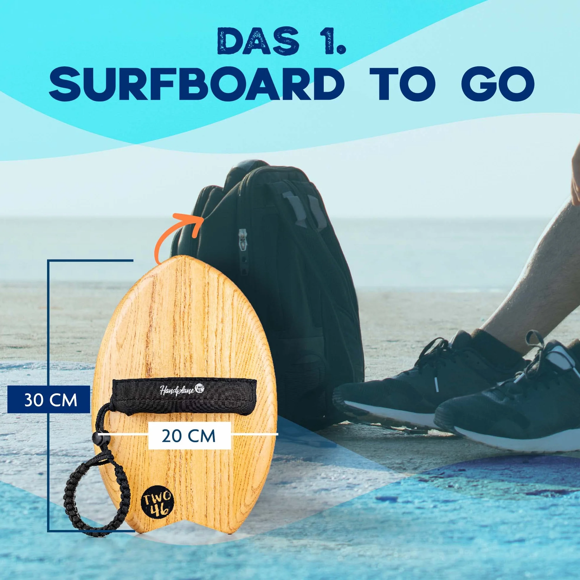 Woodsandwaves Deska surfingowa z twardego drewna odpornego na pęknięcia z torbą Bodyboard Surf Trend z Australii