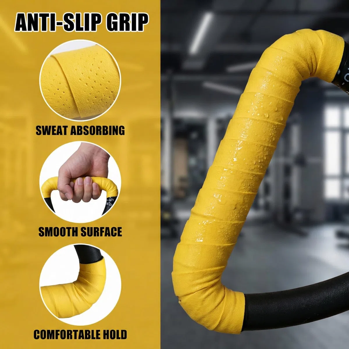 Grapelet Para pierścionków dla dorosłych, sprzęt do fitnessu, pierścienie do podciągania, pierścienie do fitnessu w domu dla dorosłych, smycz do treningów treningowych (żółte)