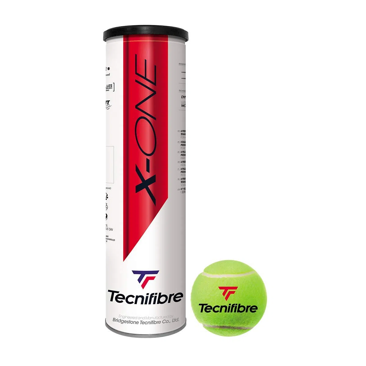 Tecnifibre Piłki tenisowe X-One, 4 piłki mogą być dopuszczone do użytku przez ITF FFT Fit