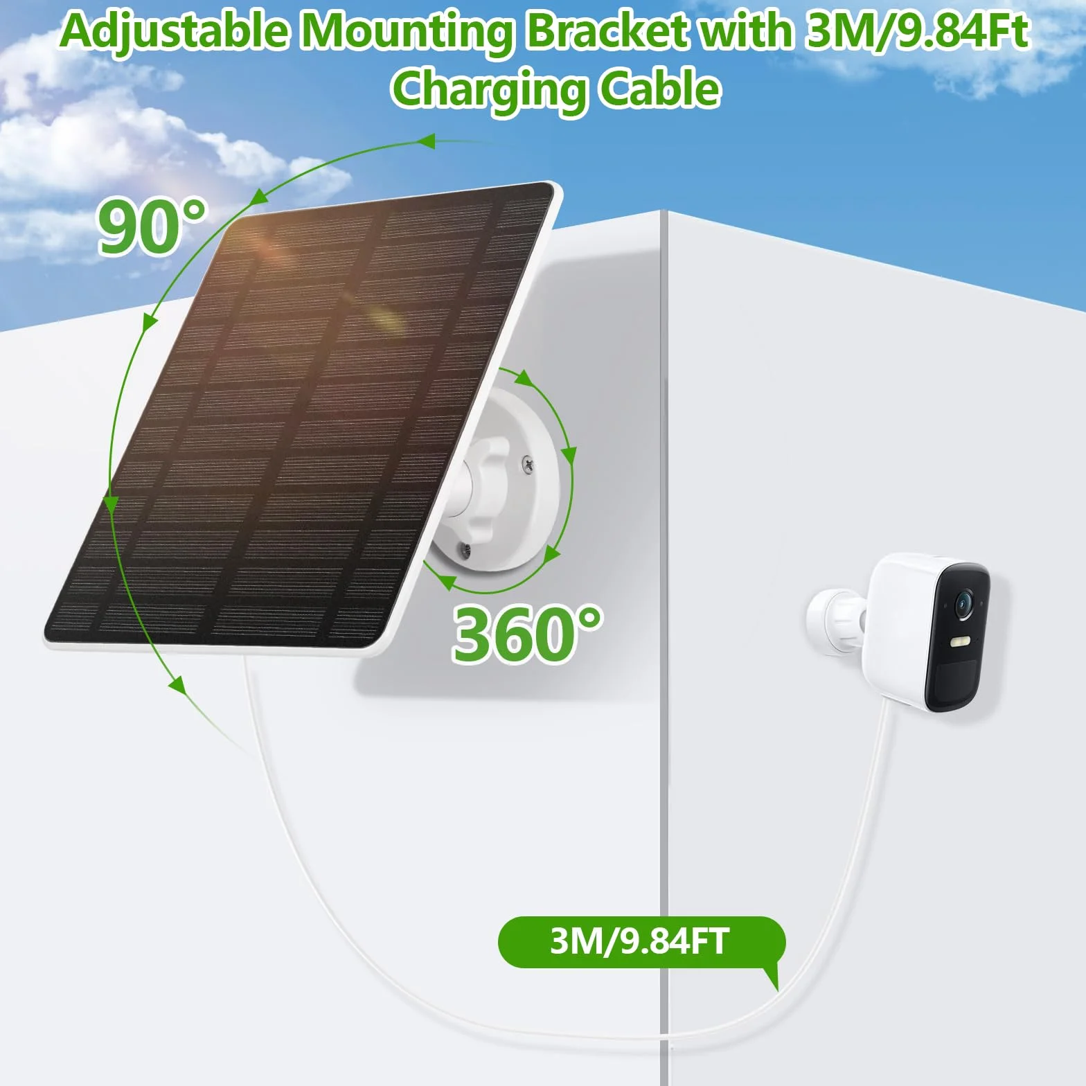 GuKKK panel słoneczny 6W IP65 do kamer Eufy euf-Cam 2C/2C Pro 2/2Pro E20/E40