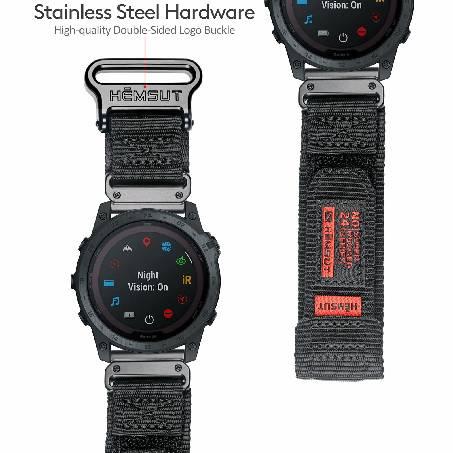 Nylonowy pasek loop na rzep do Garmin Fenix Forerunner Approach MARQ Quatix D2