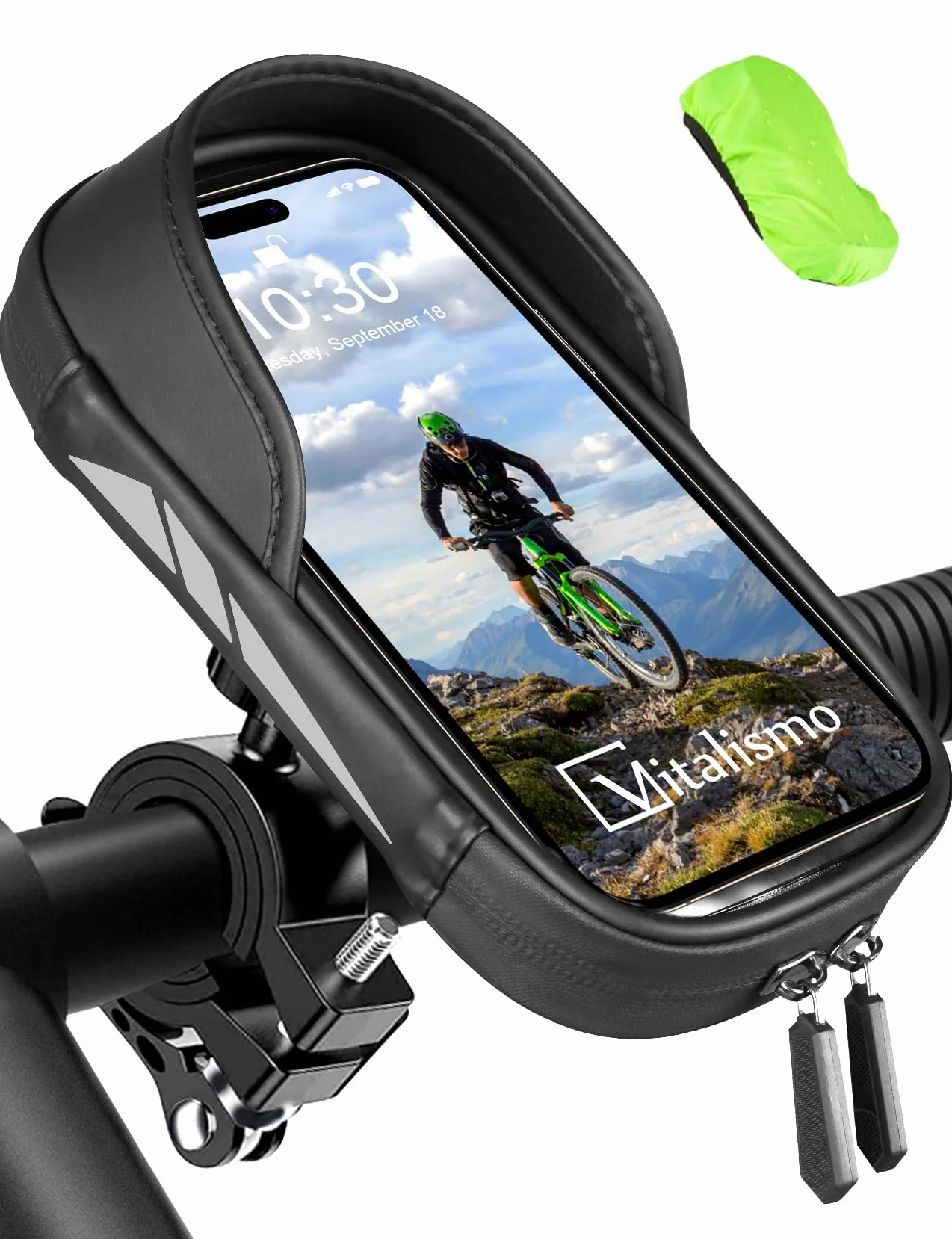 Vitalismo Torba na kierownicę rowerową, wodoodporny rower motocyklowy uchwyt na telefon z osłoną przeciwdeszczową obrót 360 ekran dotykowy uchwyt na telefon rower górski torba na kierownicę rowerową