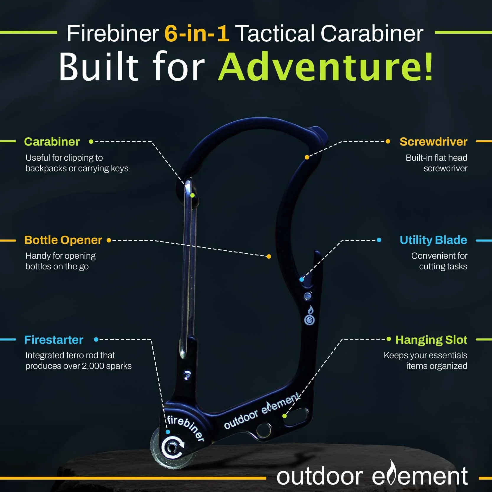 OUTDOOR ELEMENT Firebiner EDC Carabiner