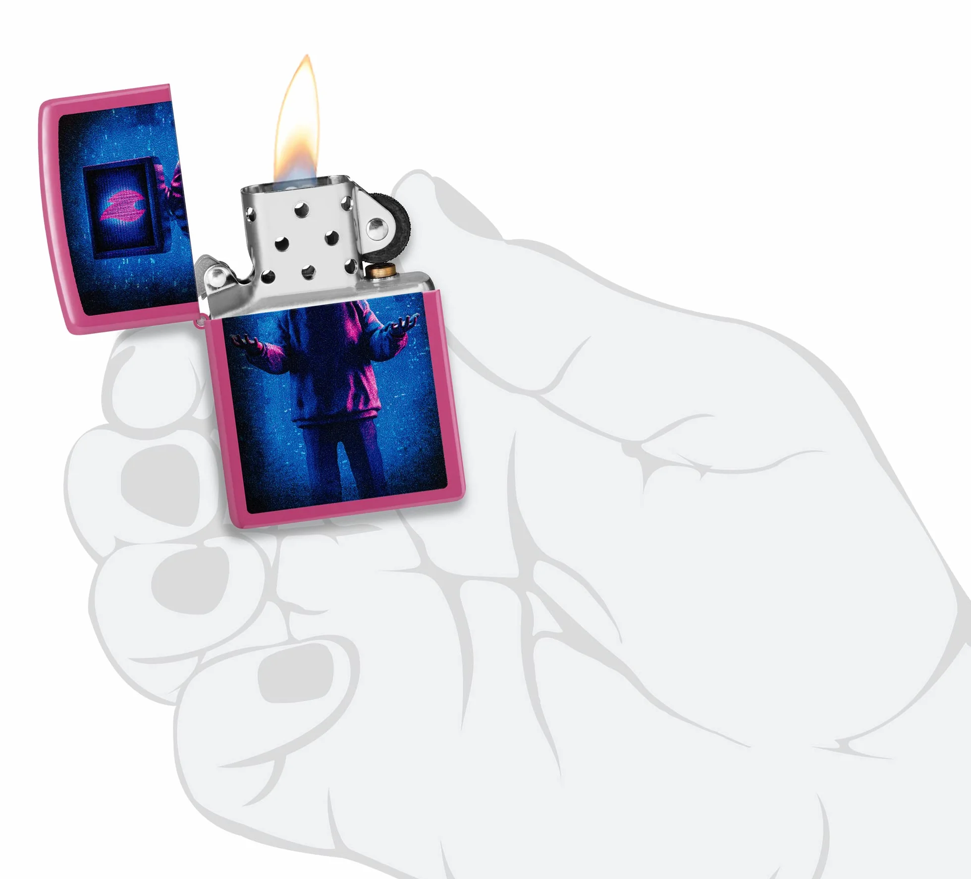Zippo Zapalniczka Sztormowa Flame TV Man Kolorowy Nadruk Metal Wyprodukowana w USA