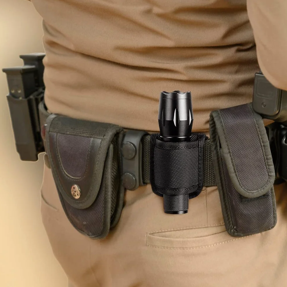 DONGKER Kabura na latarkę taktyczną, kompaktowy uchwyt na latarkę z otwartym blatem, stojak obrotowy o 360°, do polowania na zewnątrz, kemping
