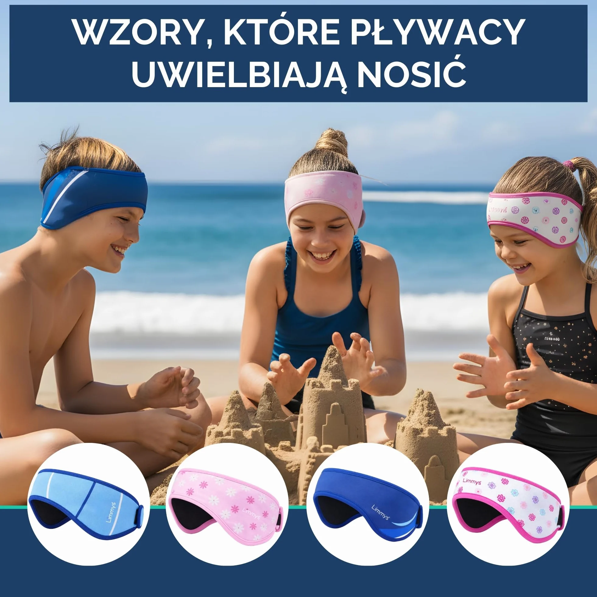 Limmys Opaska do Pływania Ochrona Uszu z Neoprenu Bez Lateksu Antypoślizgowa