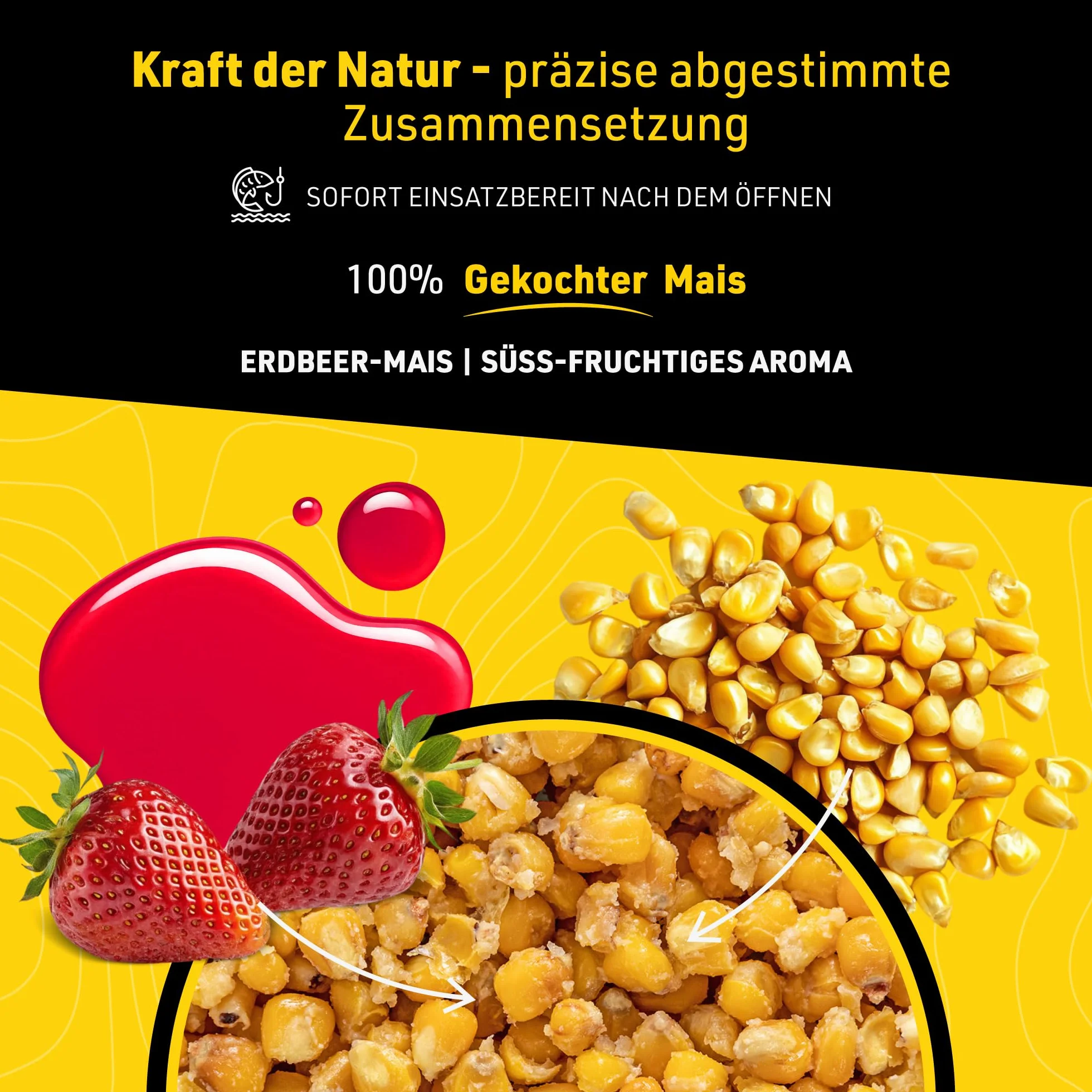 Gotowa kukurydza wędkarska 1 kg Truskawka - Naturalna zanęta na karpie, amury i inne karpiowate