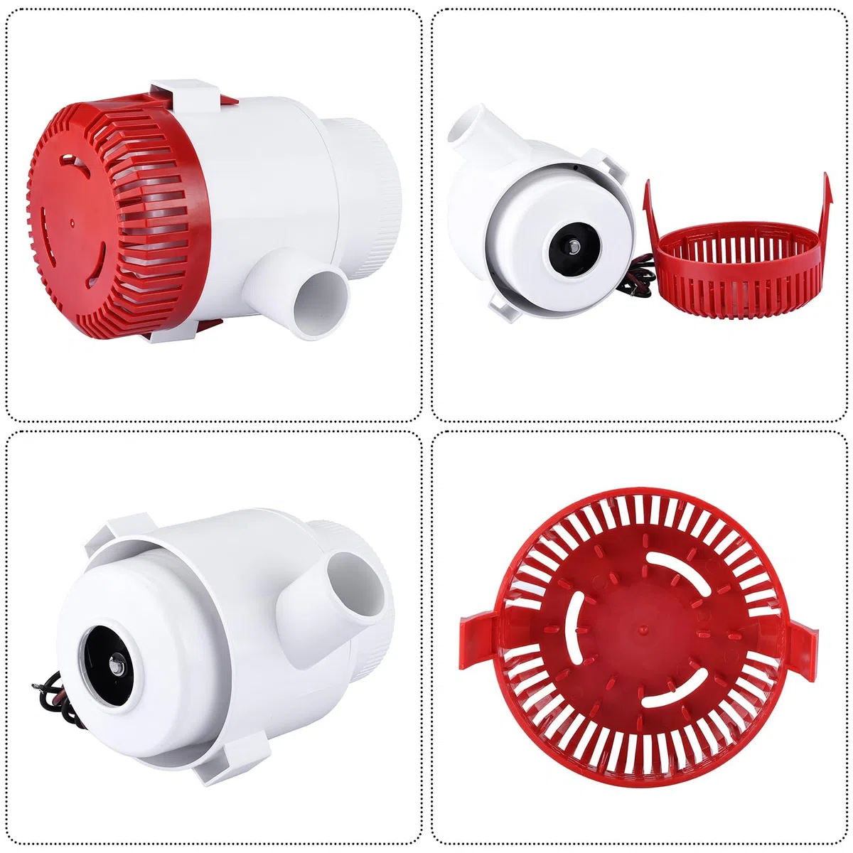 FreeTec Elektryczna pompa zęzowa, 12 V, 3700 gph, pompa głębinowa, pompa wodna do łodzi, jachtów, przyczep kempingowych, na zewnątrz (czerwona)