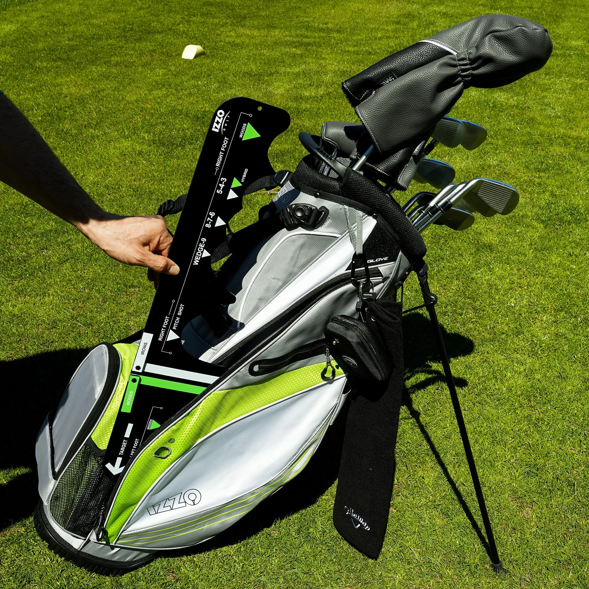 Izzo Golf Sure Stance Ball Trener pozycji dla praworęcznych – pomoc treningowa do gry w golfa mata do poprawy Twojej postawy, pomoc treningowa do gry w golfa