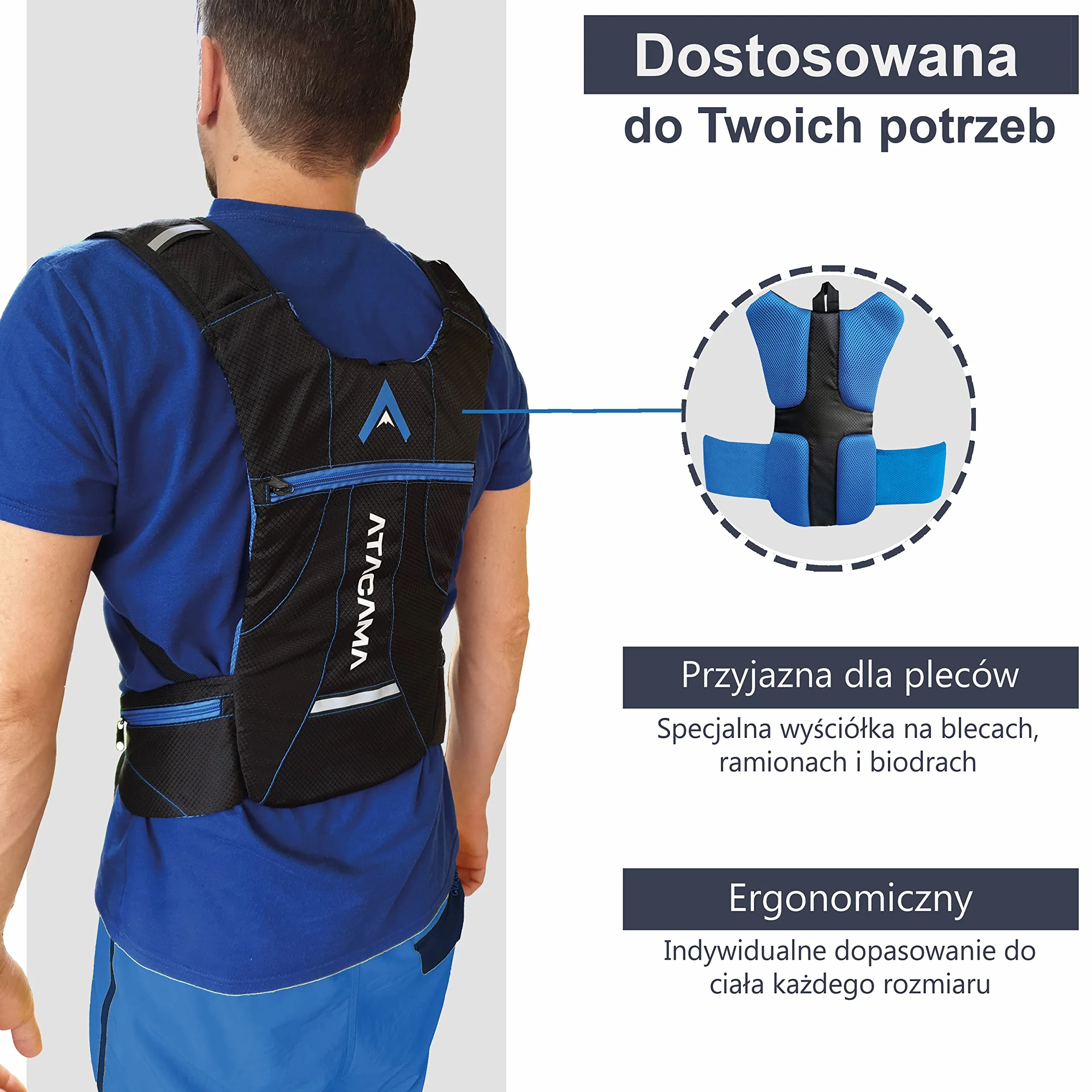 Atacama Plecak do picia, plecak biegowy, plecak rowerowy, plecak opcjonalnie z bukłakiem 2 l