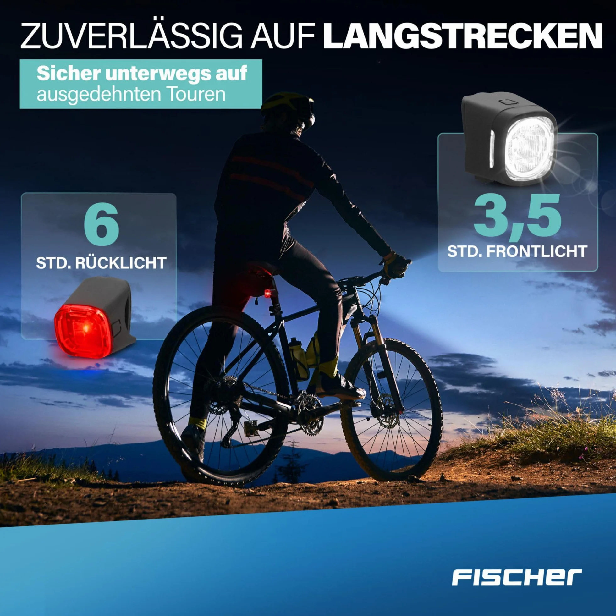 Fischer Zestaw oświetlenia rowerowego Square 40/20 lx IP44