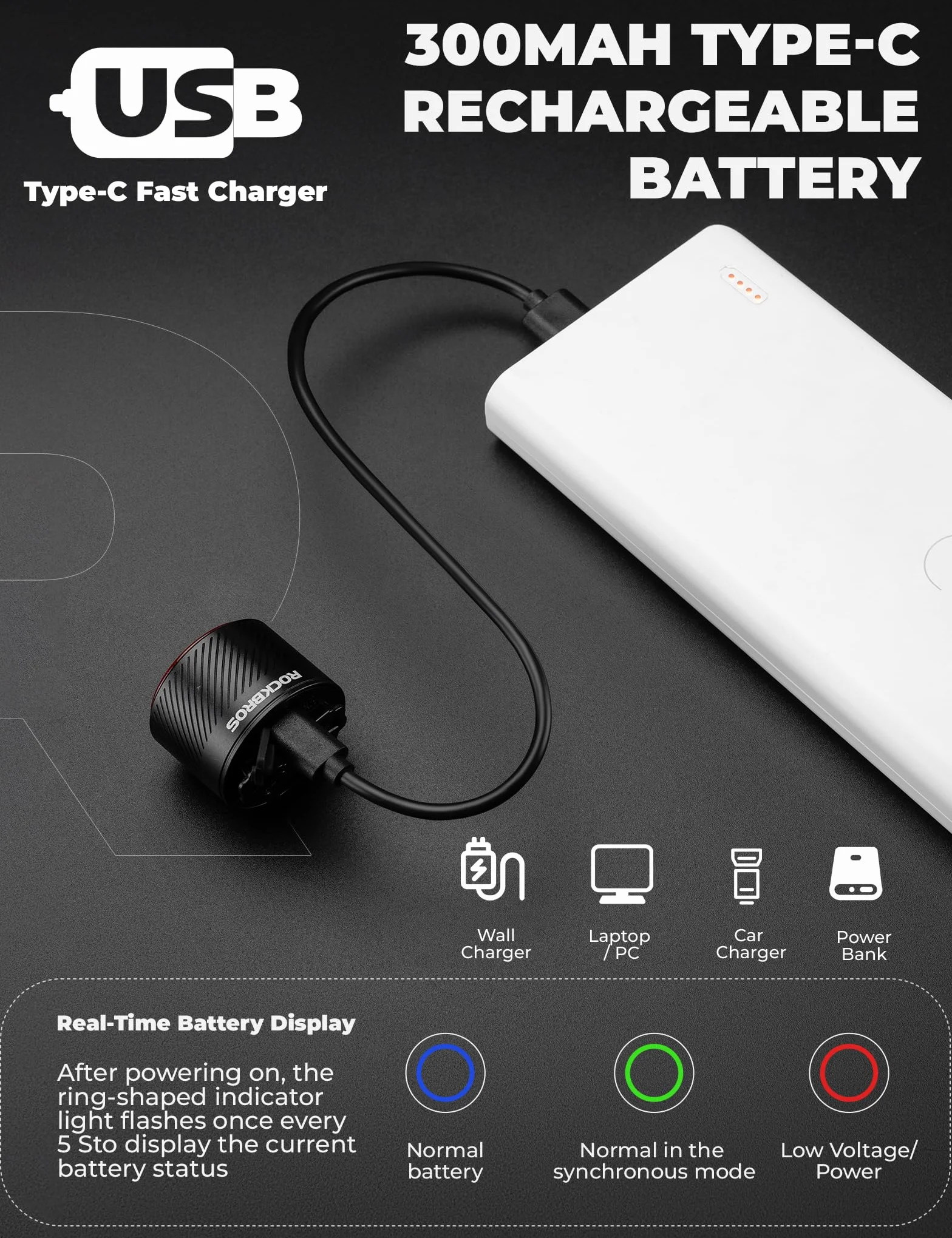 ROCKBROS Oświetlenie rowerowe tylne LED USB Akumulator IPX6 Wodoodporne czujniki światła hamowania wibracje 4 tryby jazdy na rowerze MTB szosowe nocne bezpieczeństwo