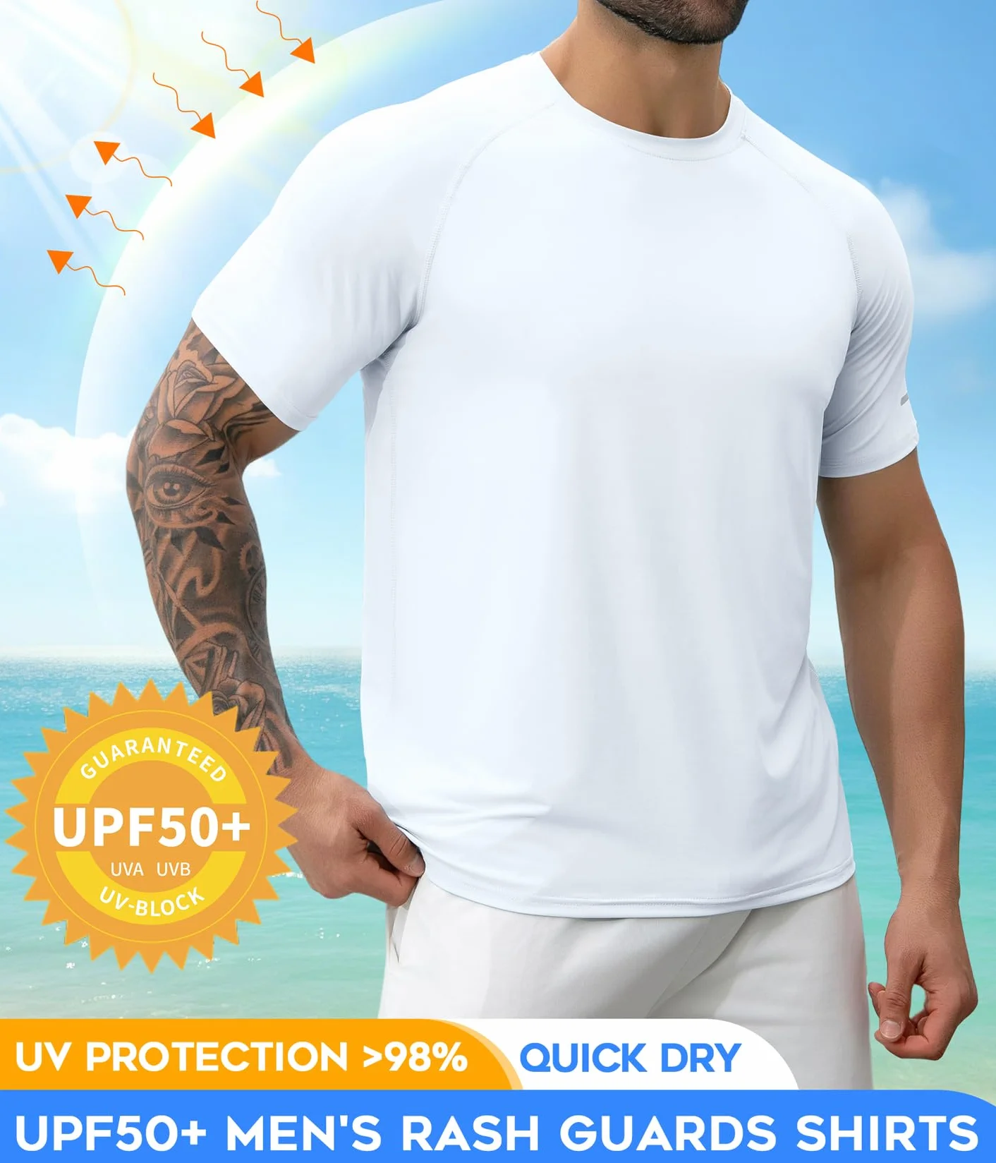 Boyzn męski rash guard krótki rękaw UPF 50+ koszulka pływacka szybkoschnąca