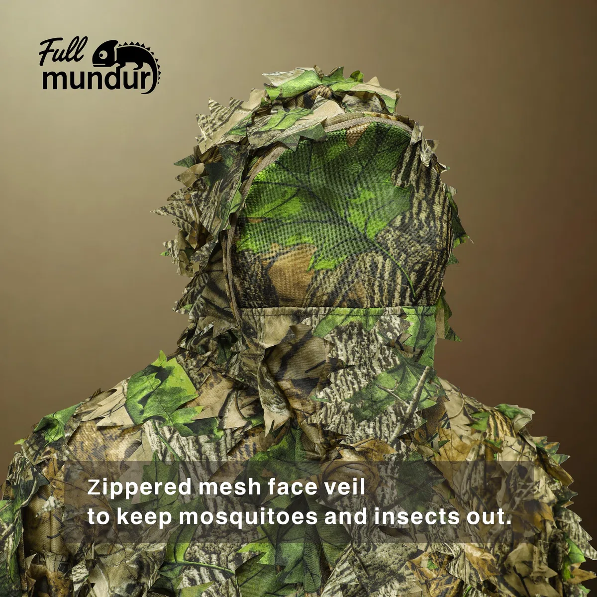 Camo kurtka myśliwska, kombinezon z liści